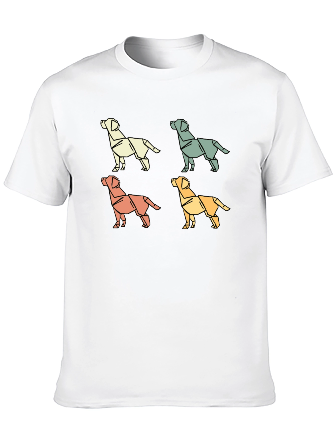 Origami Dog Print Black T-Shirt