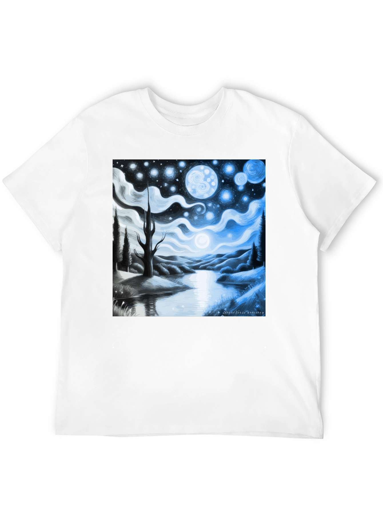 Starry Night Landscape Graphic Tee