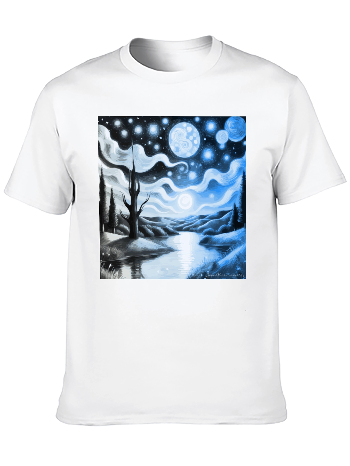 Starry Night Landscape Graphic Tee