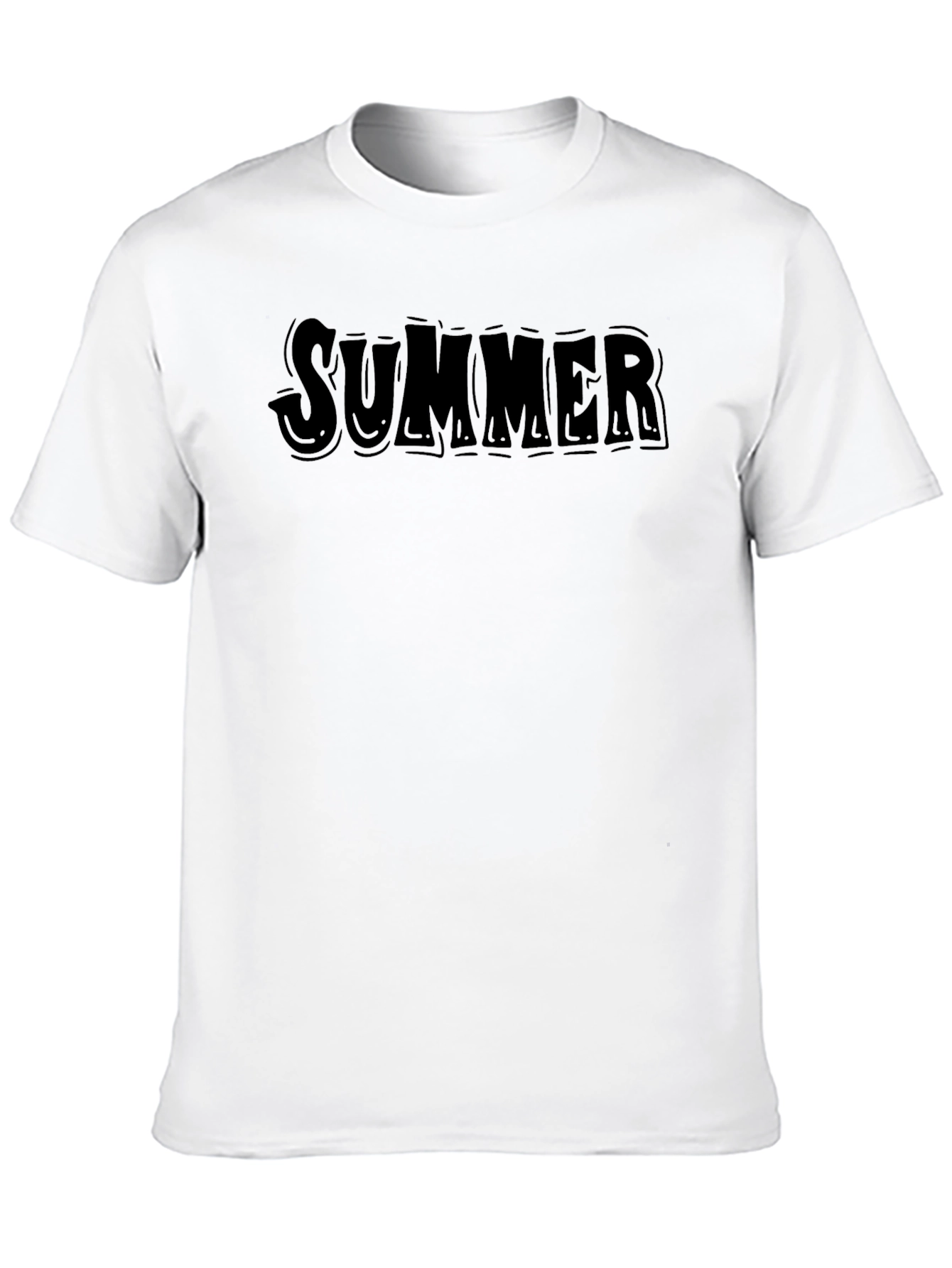 Summer Graphic T-Shirt - Mens Casual Black Tee