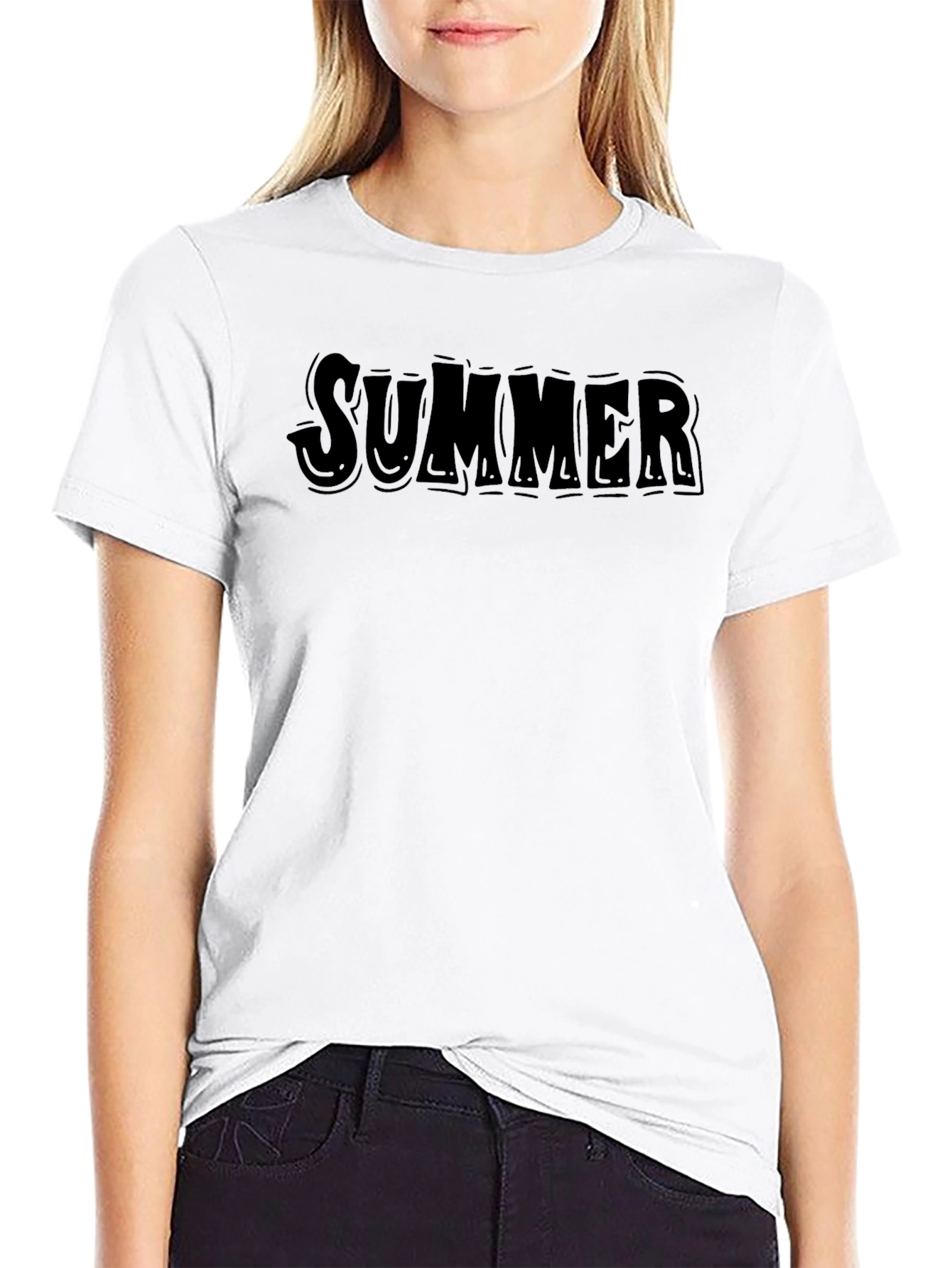 Summer Graphic T-Shirt - Mens Casual Black Tee