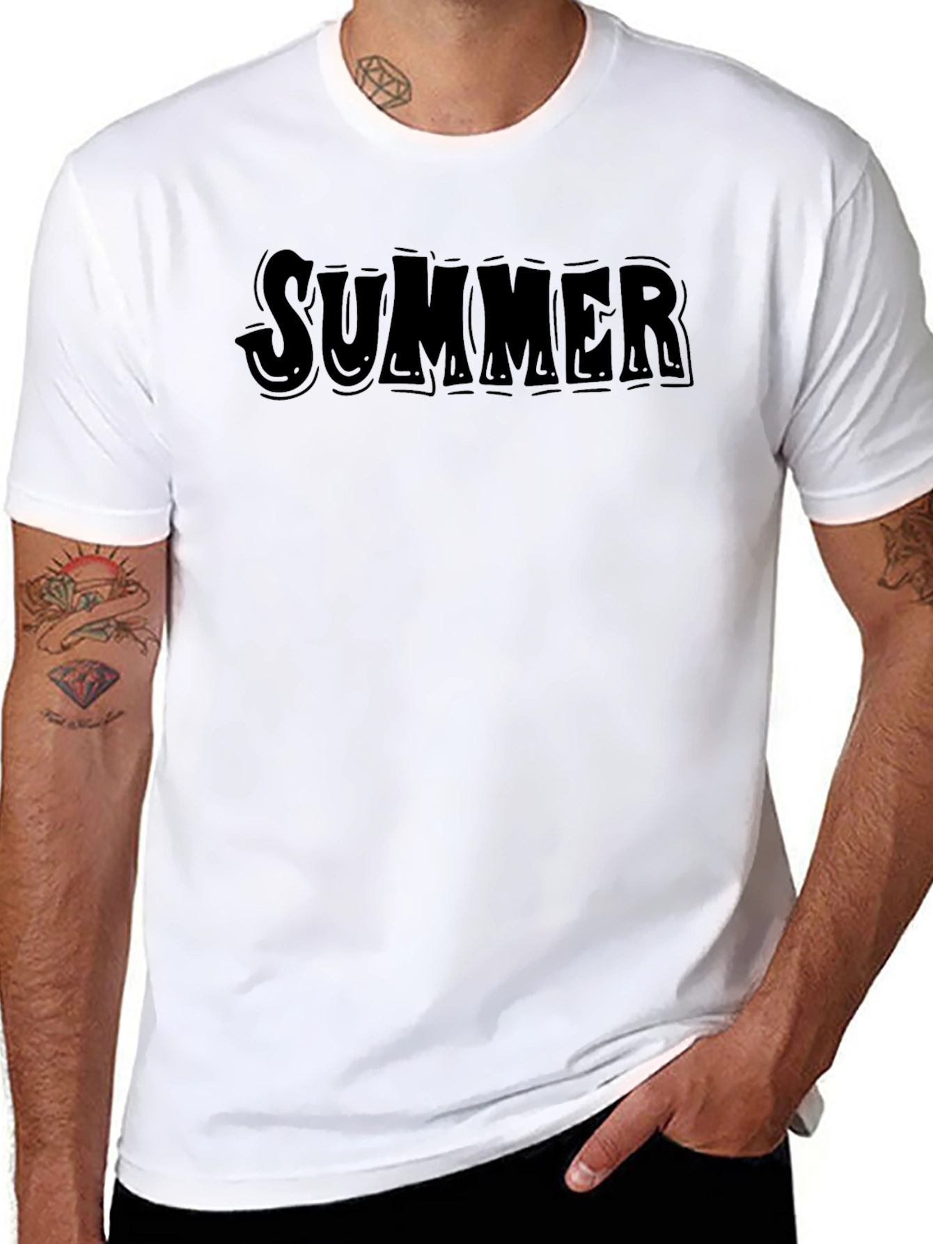 Summer Graphic T-Shirt - Mens Casual Black Tee