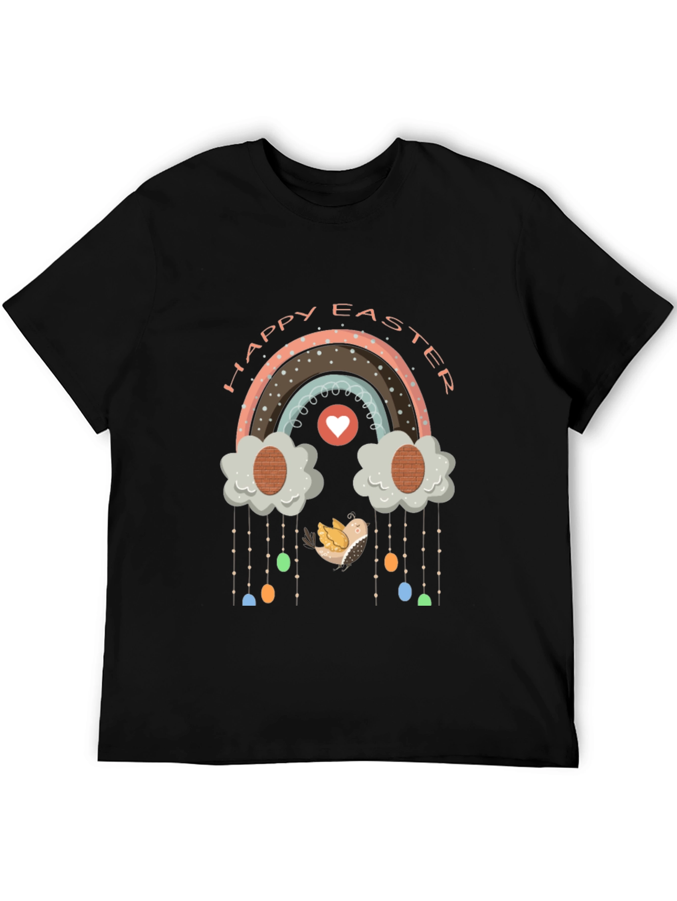 Happy Easter Rainbow T-Shirt Cute Bird Egg Cloud Design