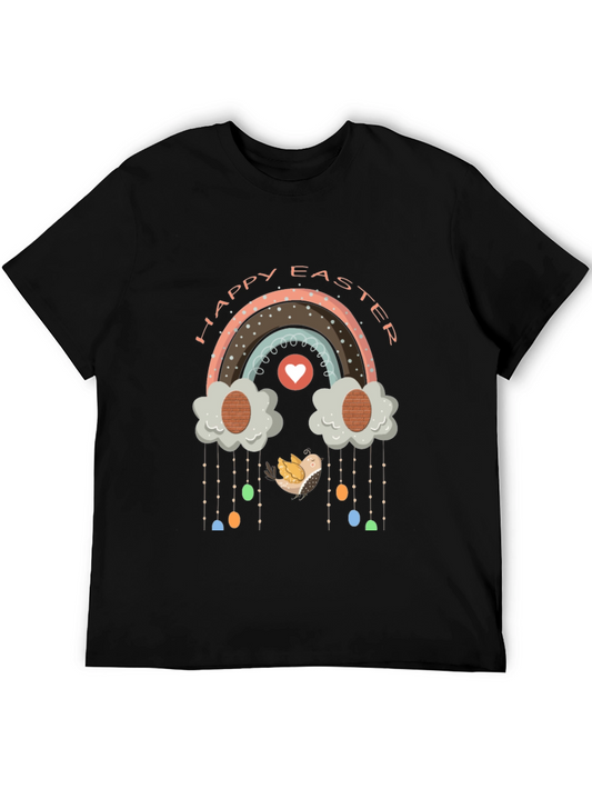 Happy Easter Rainbow T-Shirt Cute Bird Egg Cloud Design