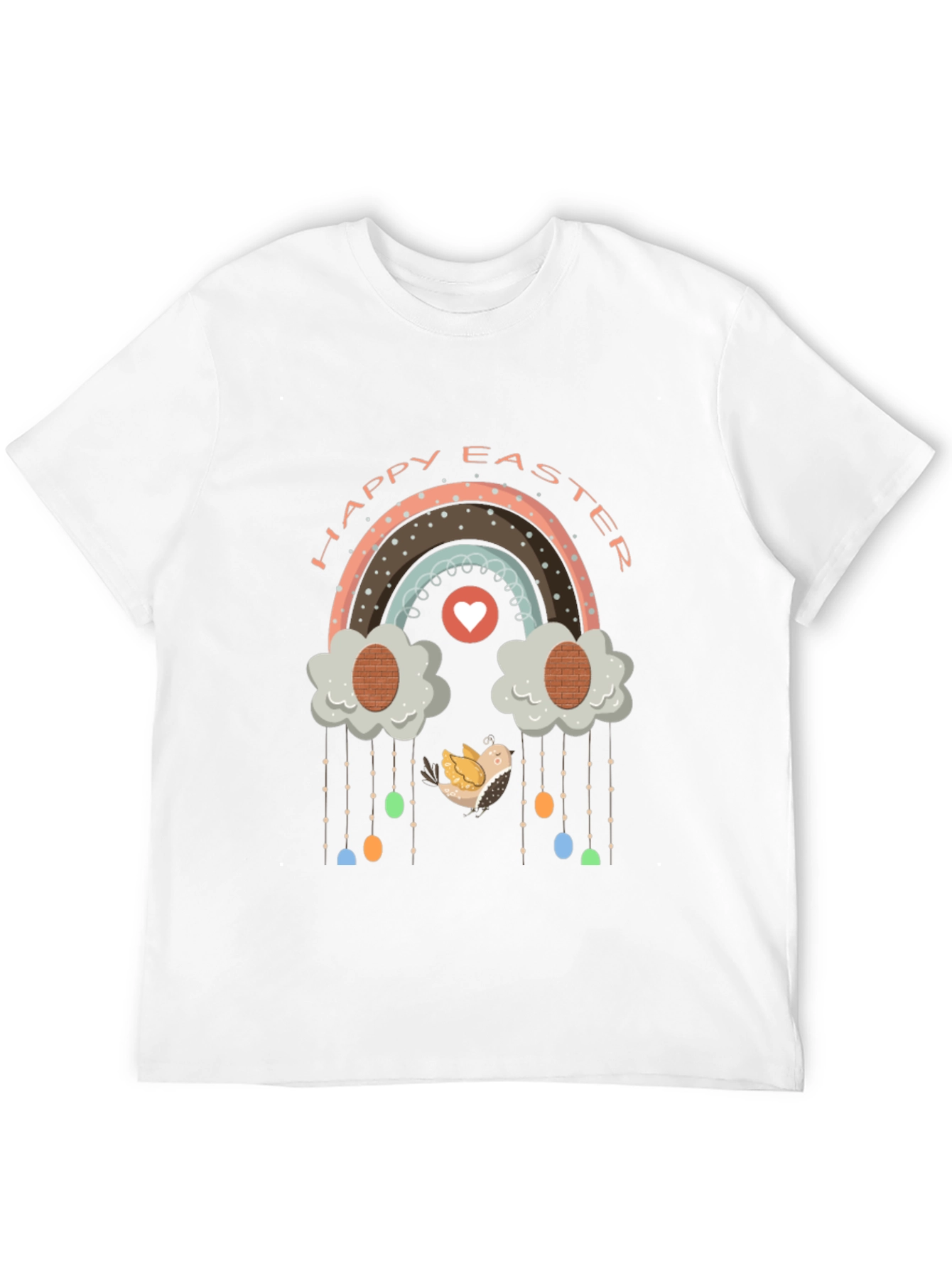 Happy Easter Rainbow T-Shirt Cute Bird Egg Cloud Design