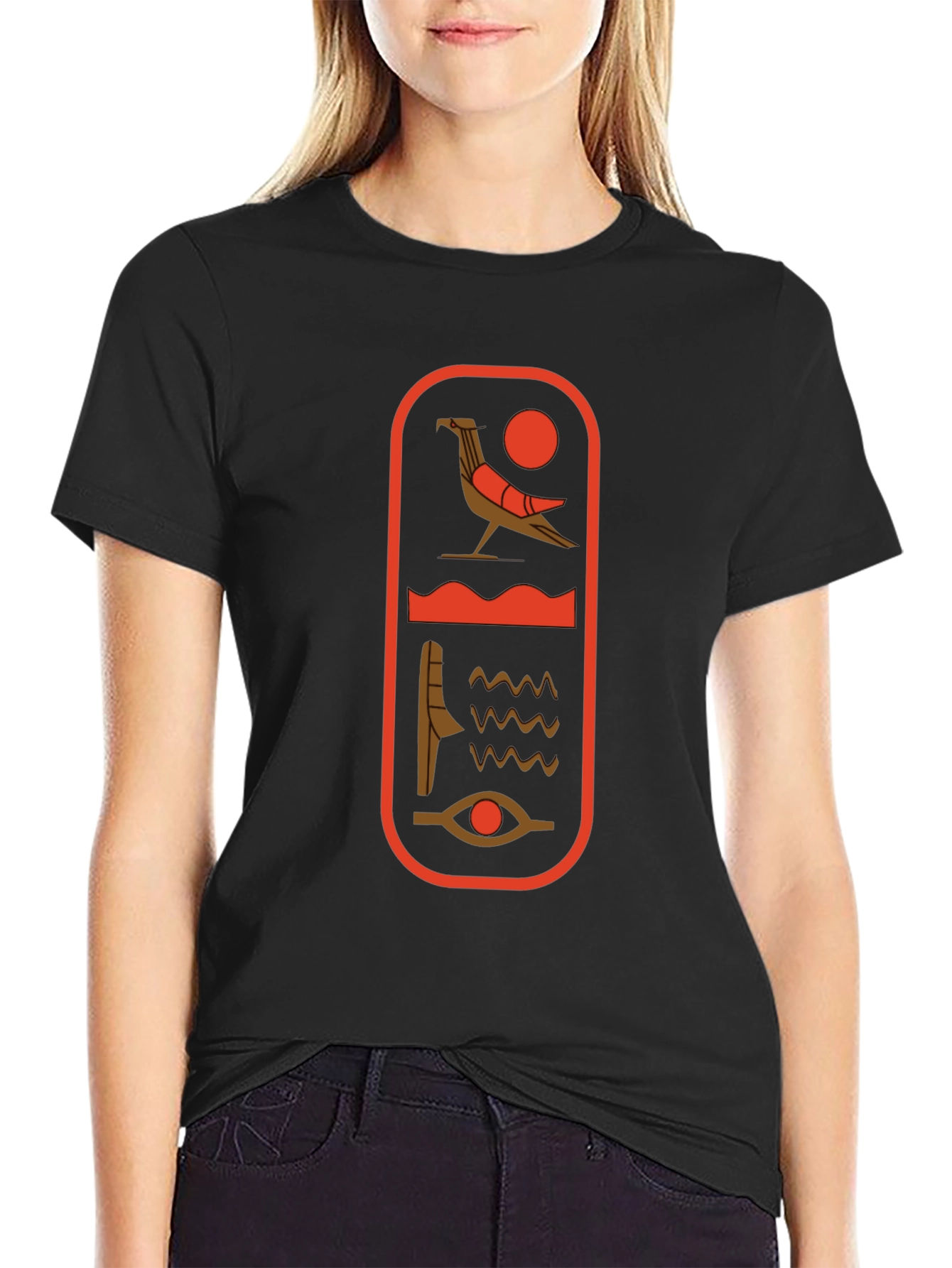Egyptian Hieroglyph Graphic Tee - Black