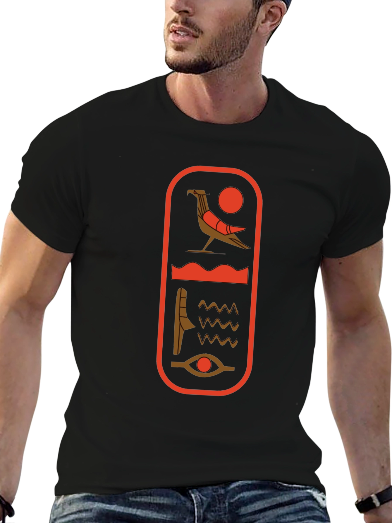 Egyptian Hieroglyph Graphic Tee - Black