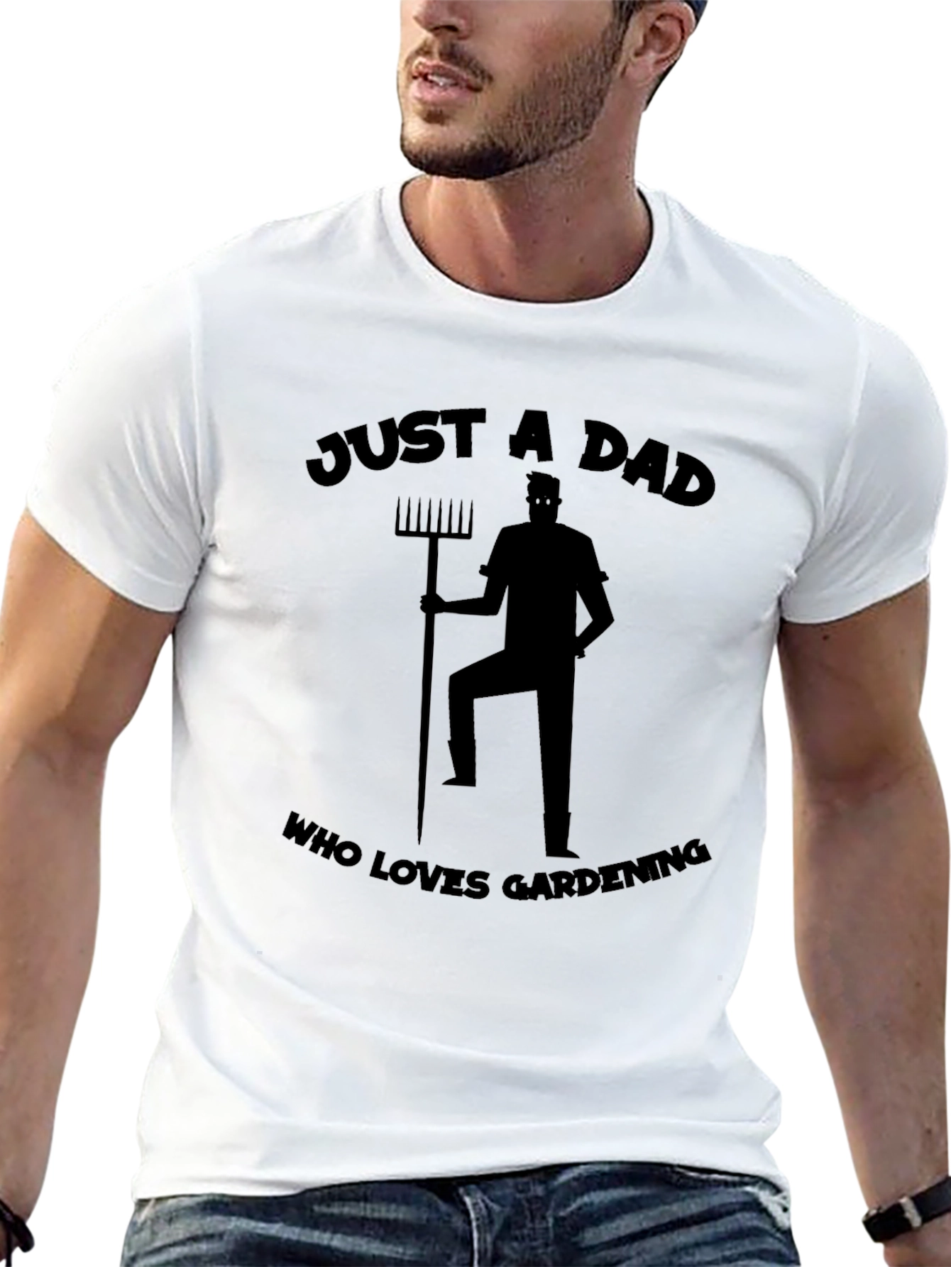 Just A Dad Who Loves Gardening Black T-Shirt