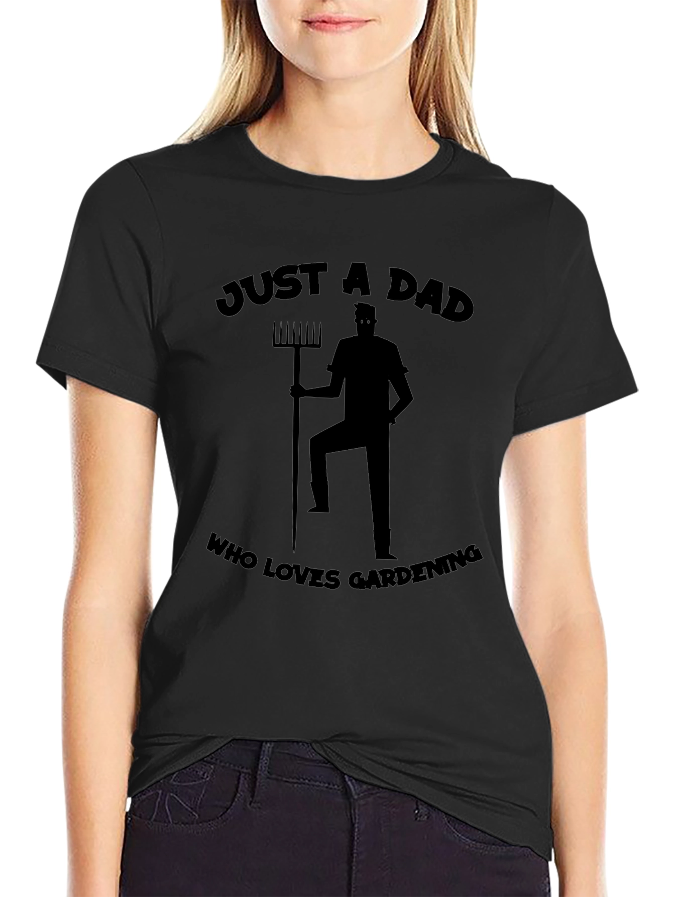 Just A Dad Who Loves Gardening Black T-Shirt