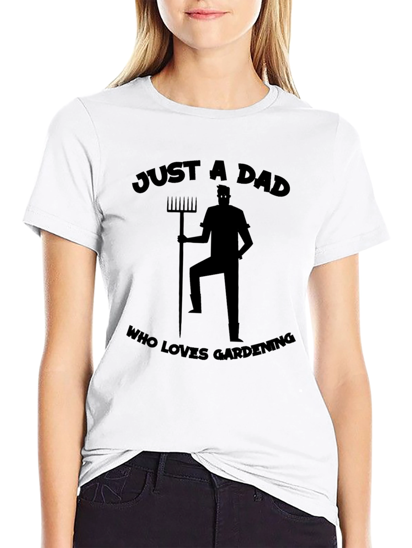 Just A Dad Who Loves Gardening Black T-Shirt