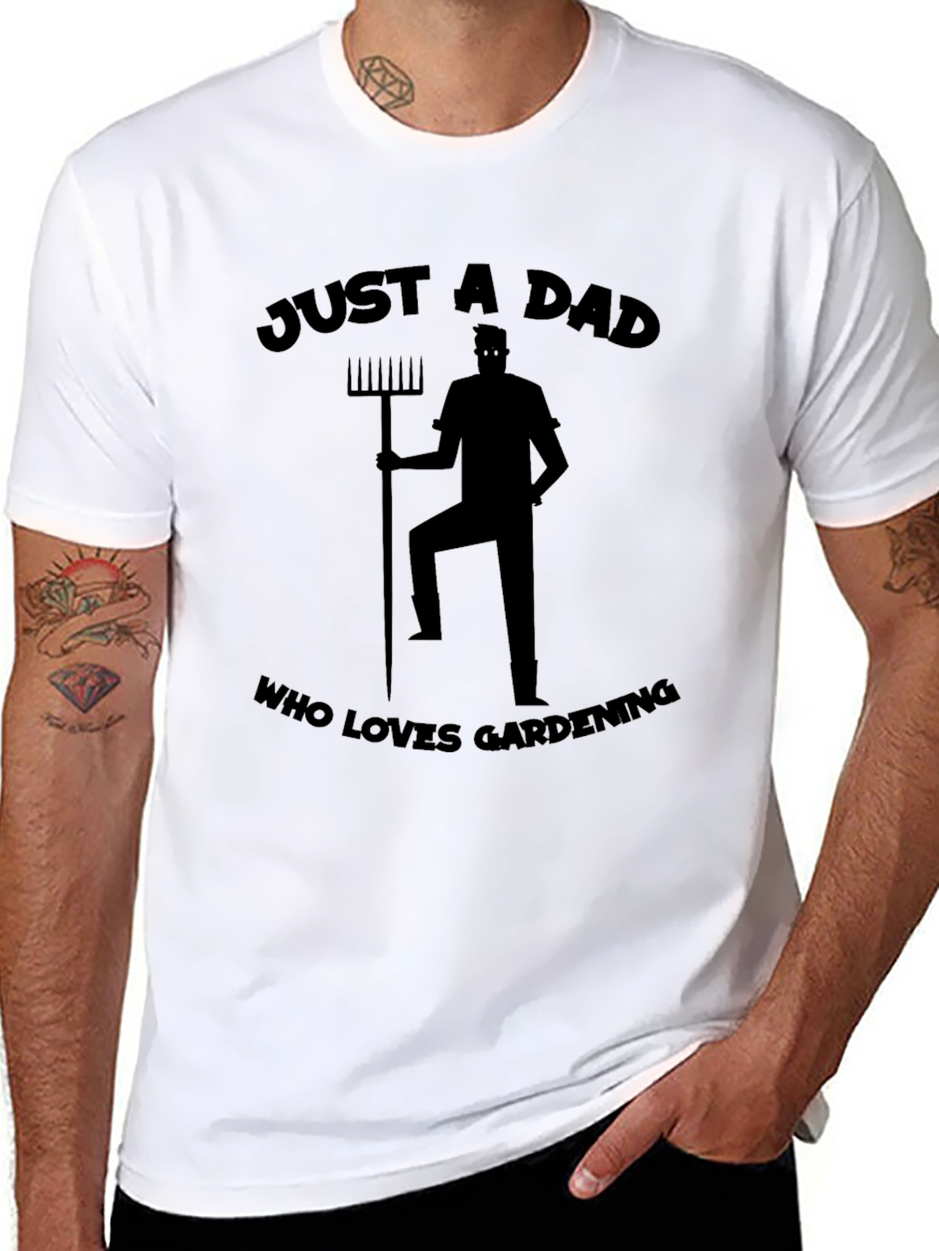Just A Dad Who Loves Gardening Black T-Shirt