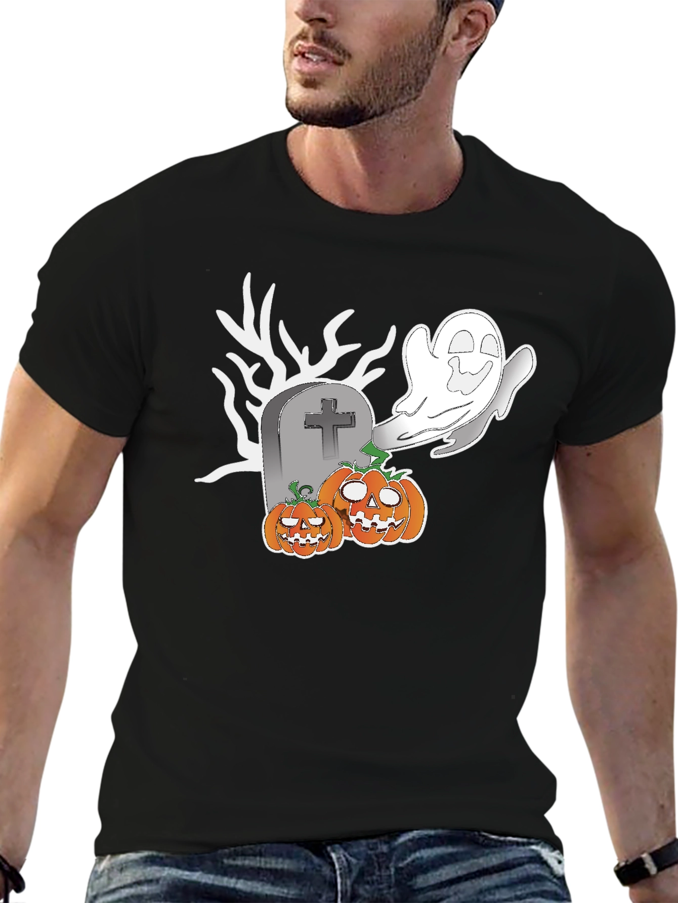 Halloween Ghost & Pumpkin Graphic Tee