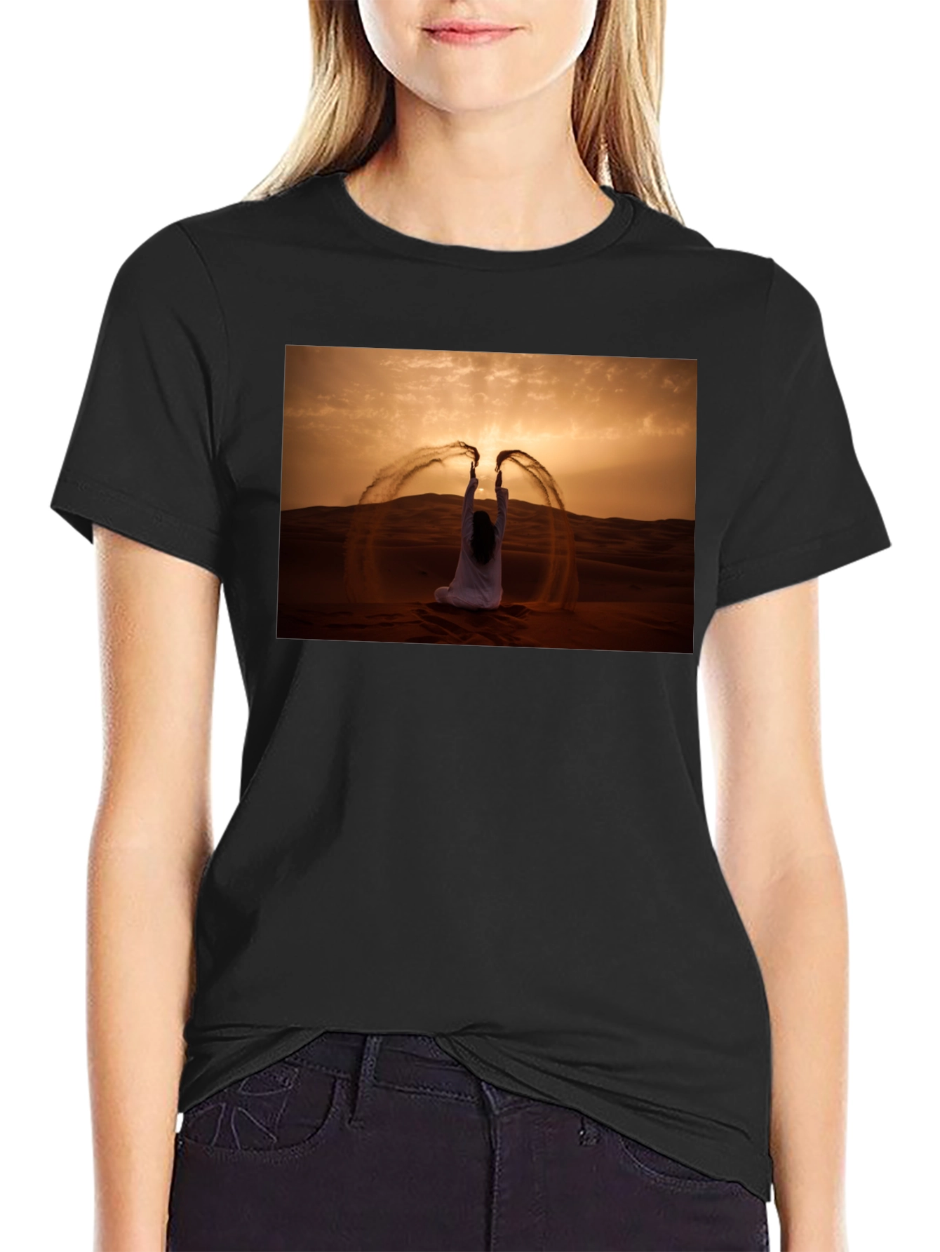 Desert Sand Art Black T-Shirt