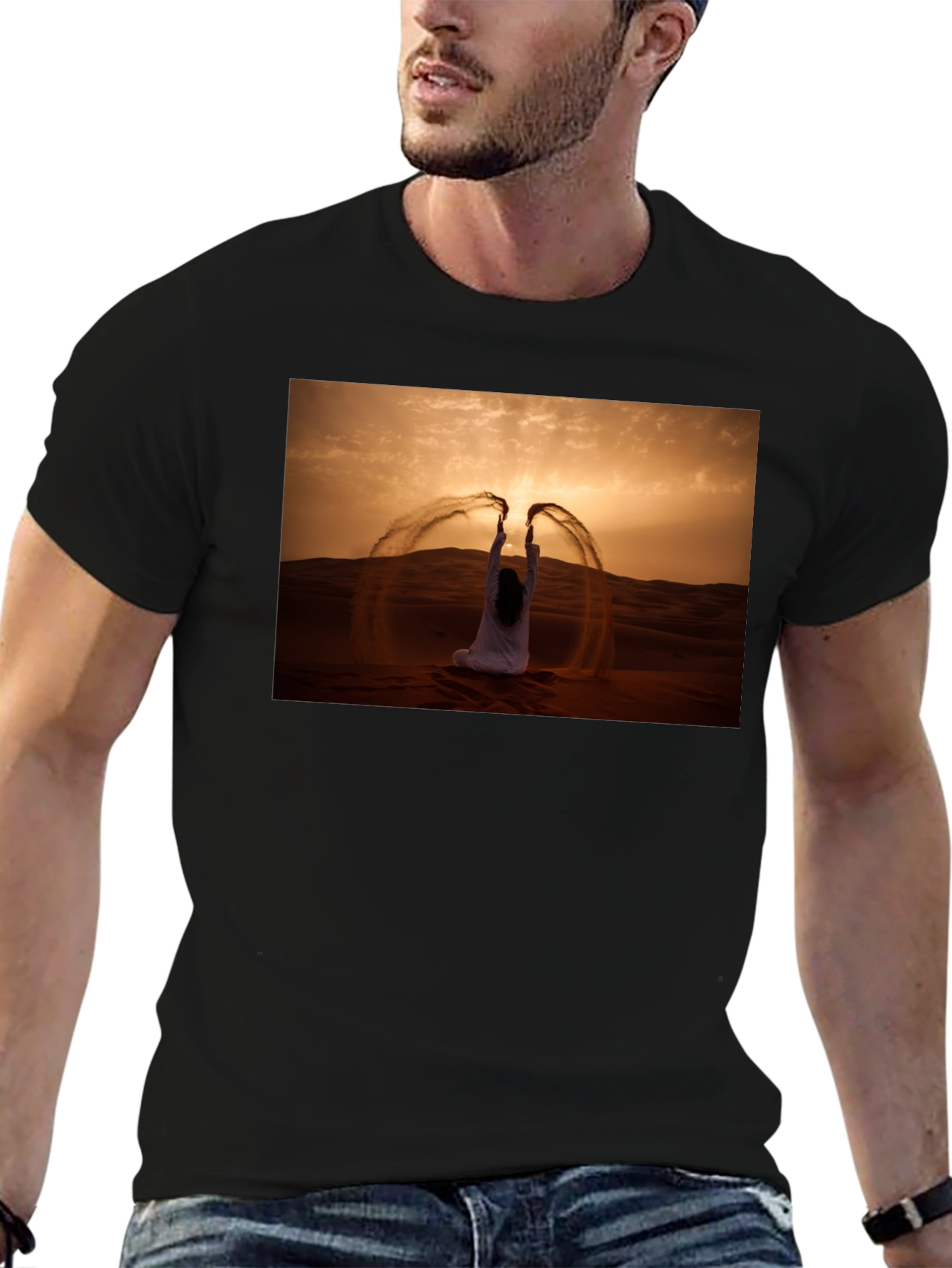 Desert Sand Art Black T-Shirt