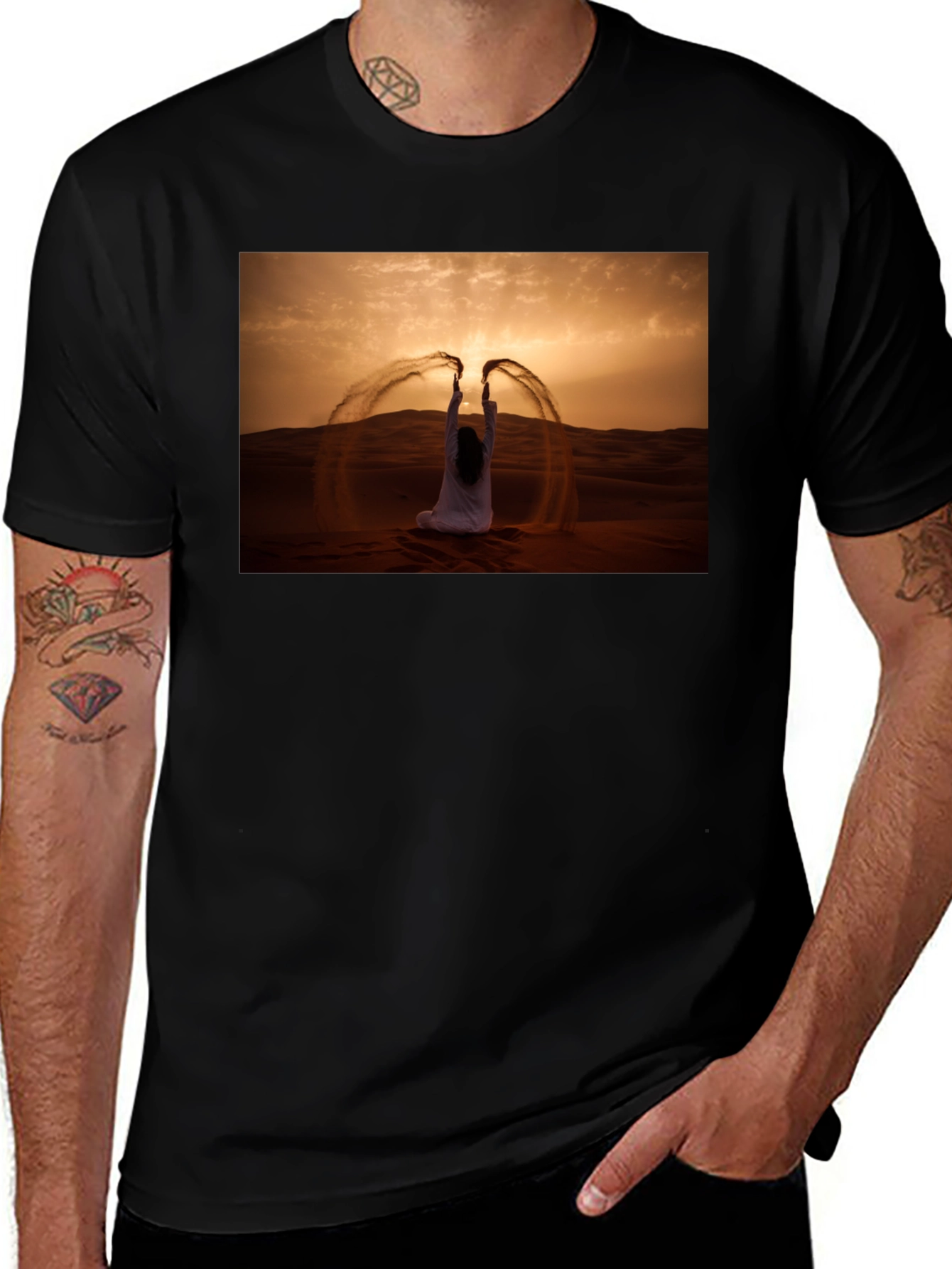 Desert Sand Art Black T-Shirt