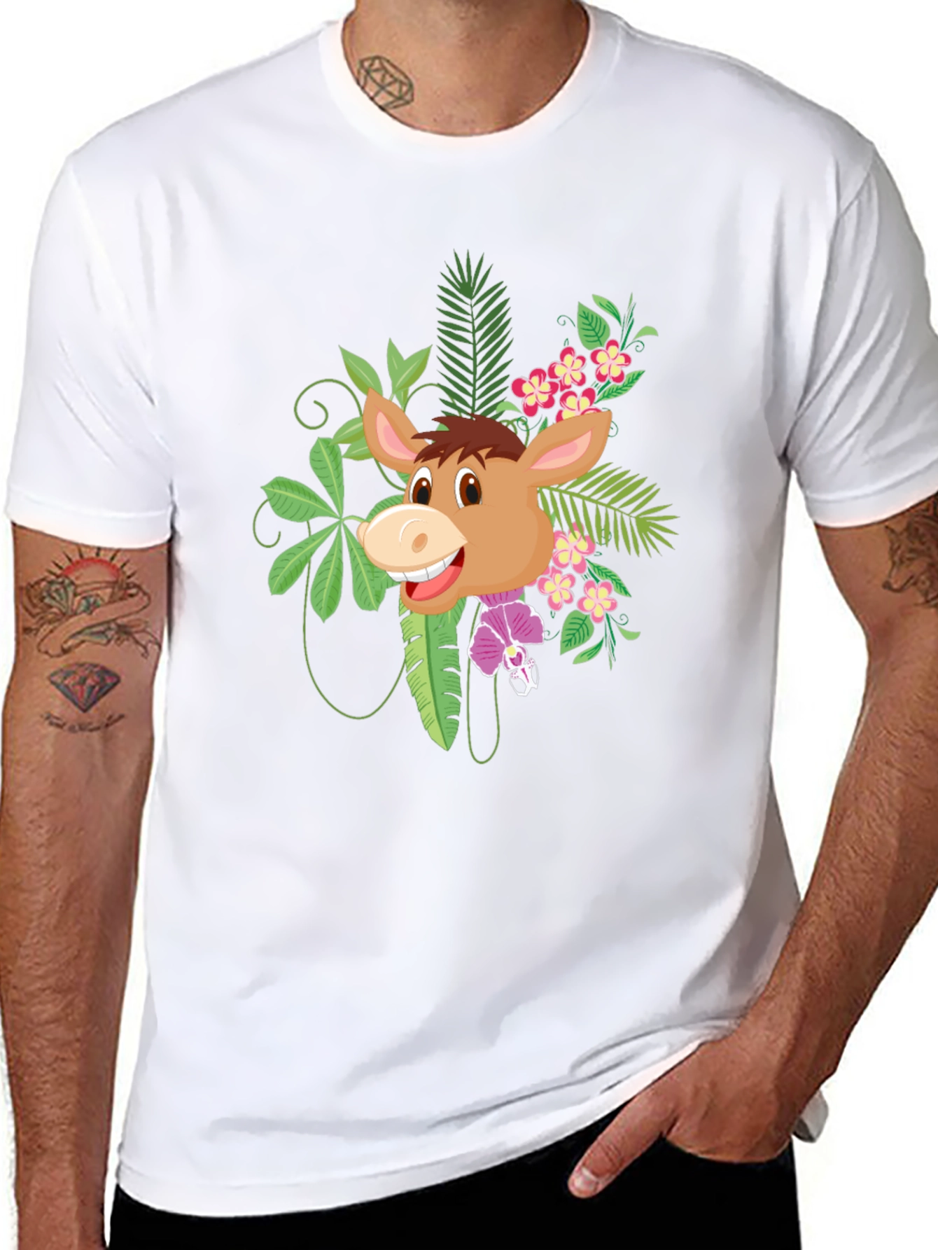 Tropical Donkey Graphic Tee - Fun & Unique Design