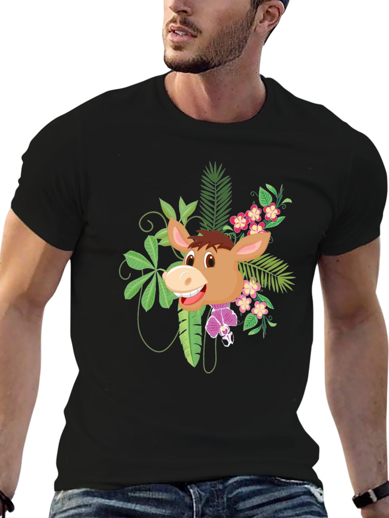 Tropical Donkey Graphic Tee - Fun & Unique Design