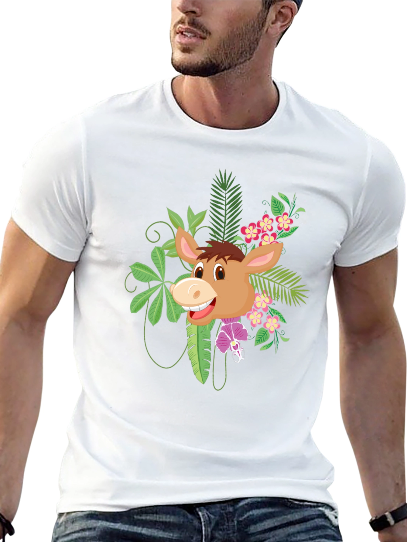 Tropical Donkey Graphic Tee - Fun & Unique Design
