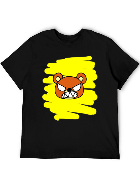 Grumpy Bear Graphic Tee - Black Cotton T-Shirt