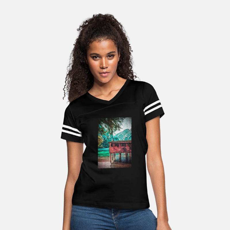 Vintage Pragser Wildsee Braies Lake Painting Italy