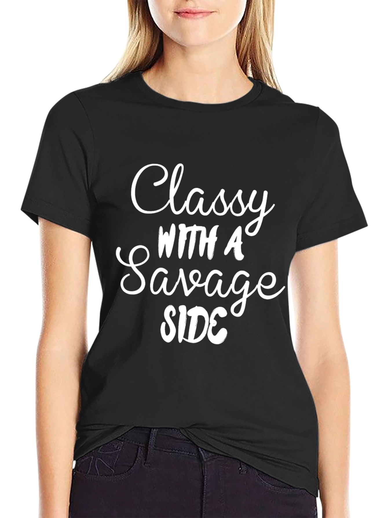 Classy With a Savage Side Black Graphic Tee