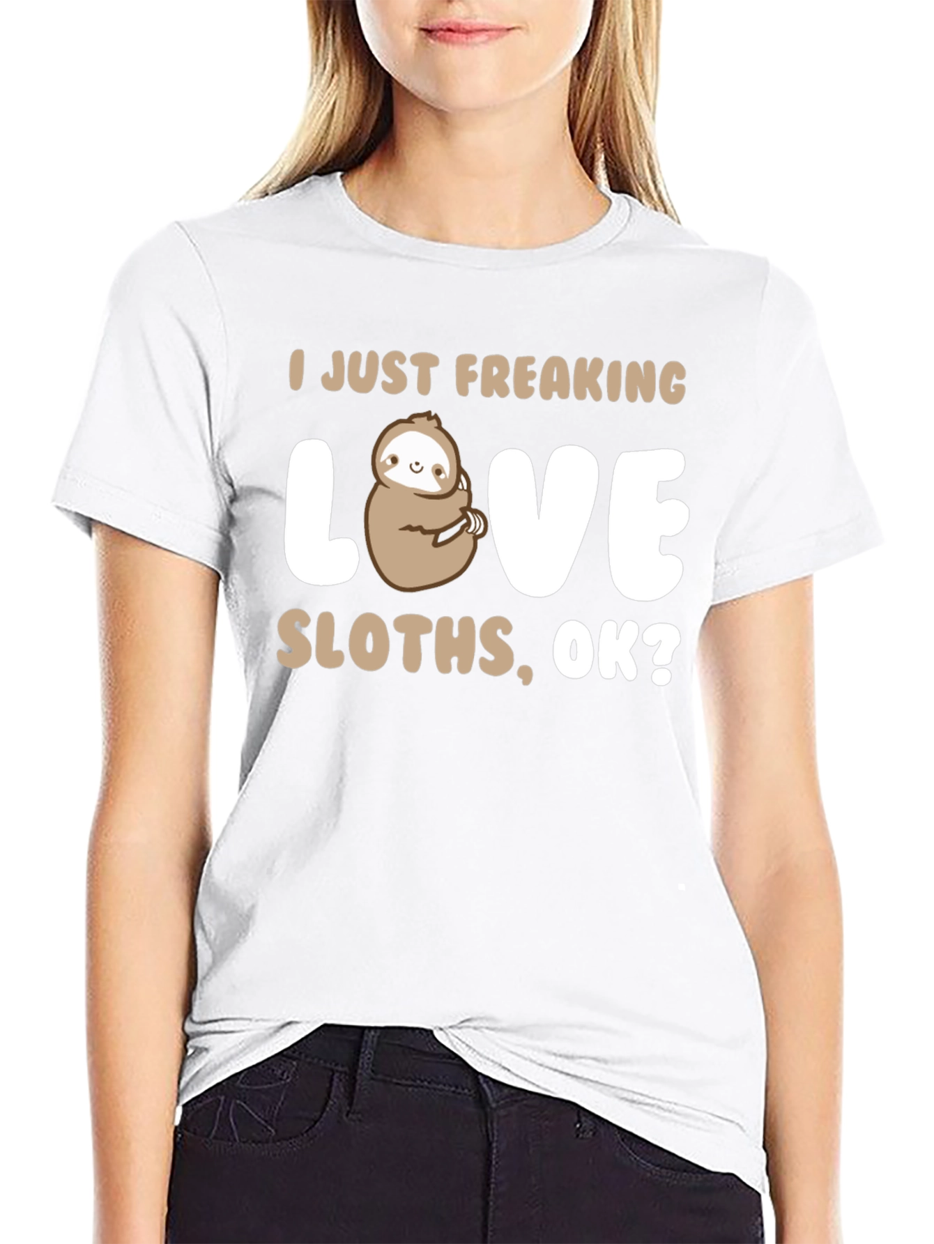 I Just Freaking Love Sloths Black T-Shirt