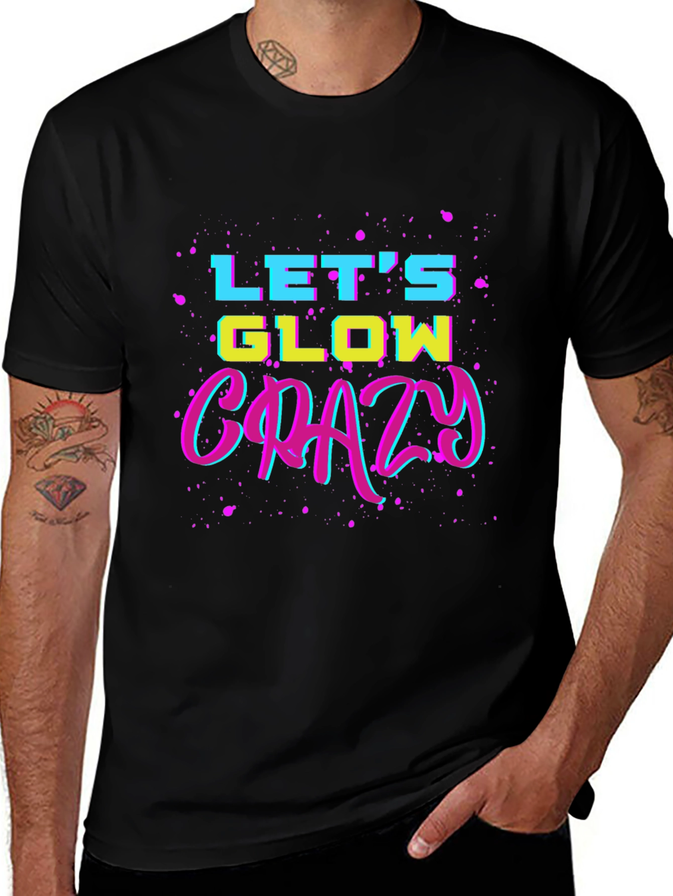Lets Glow Crazy Black Graphic Tee