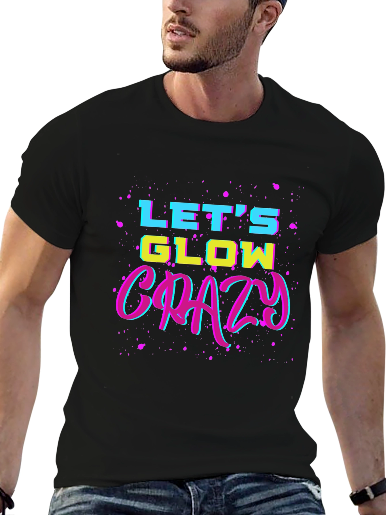 Lets Glow Crazy Black Graphic Tee