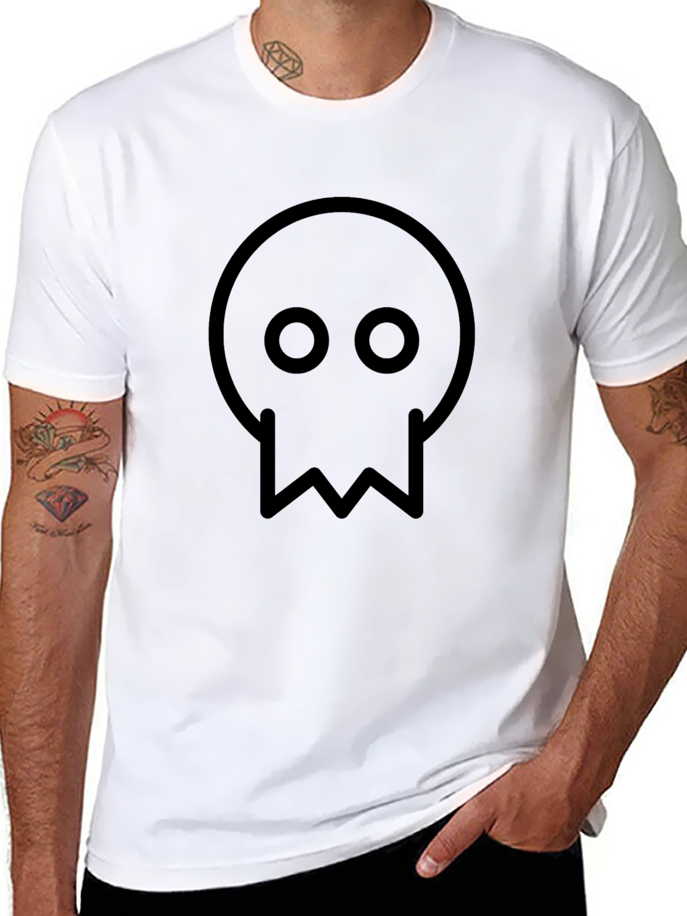 Minimalist Skull Graphic Black T-Shirt