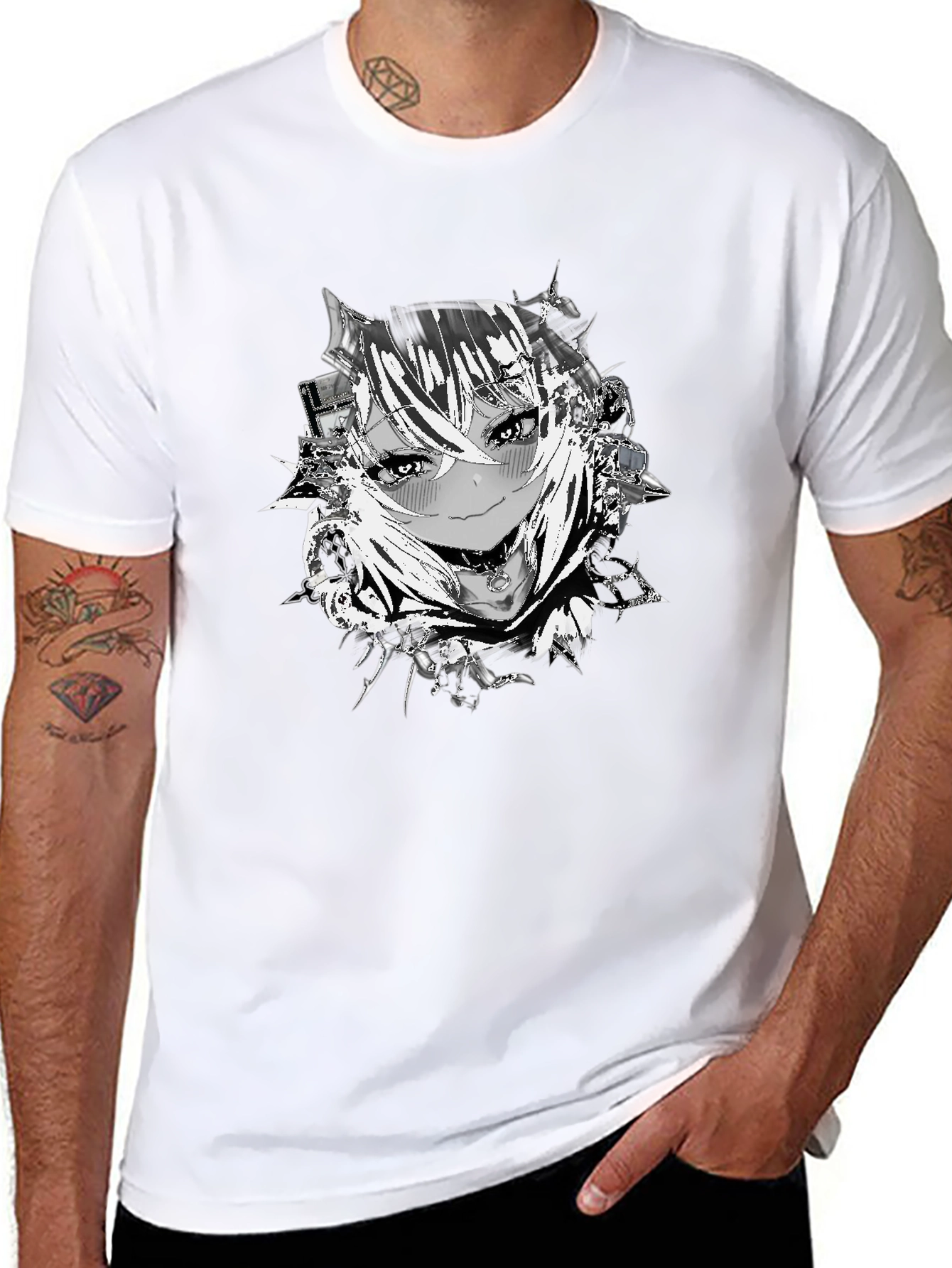 Anime Girl Graphic Black T-Shirt