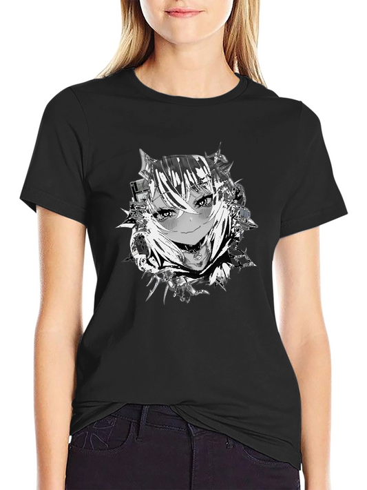 Anime Girl Graphic Black T-Shirt