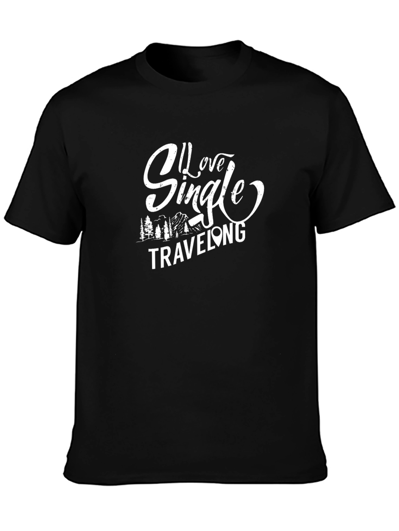 I Love Single Traveling Graphic Tee - Black
