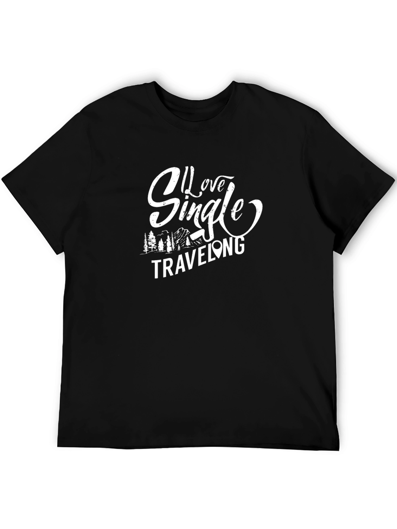 I Love Single Traveling Graphic Tee - Black