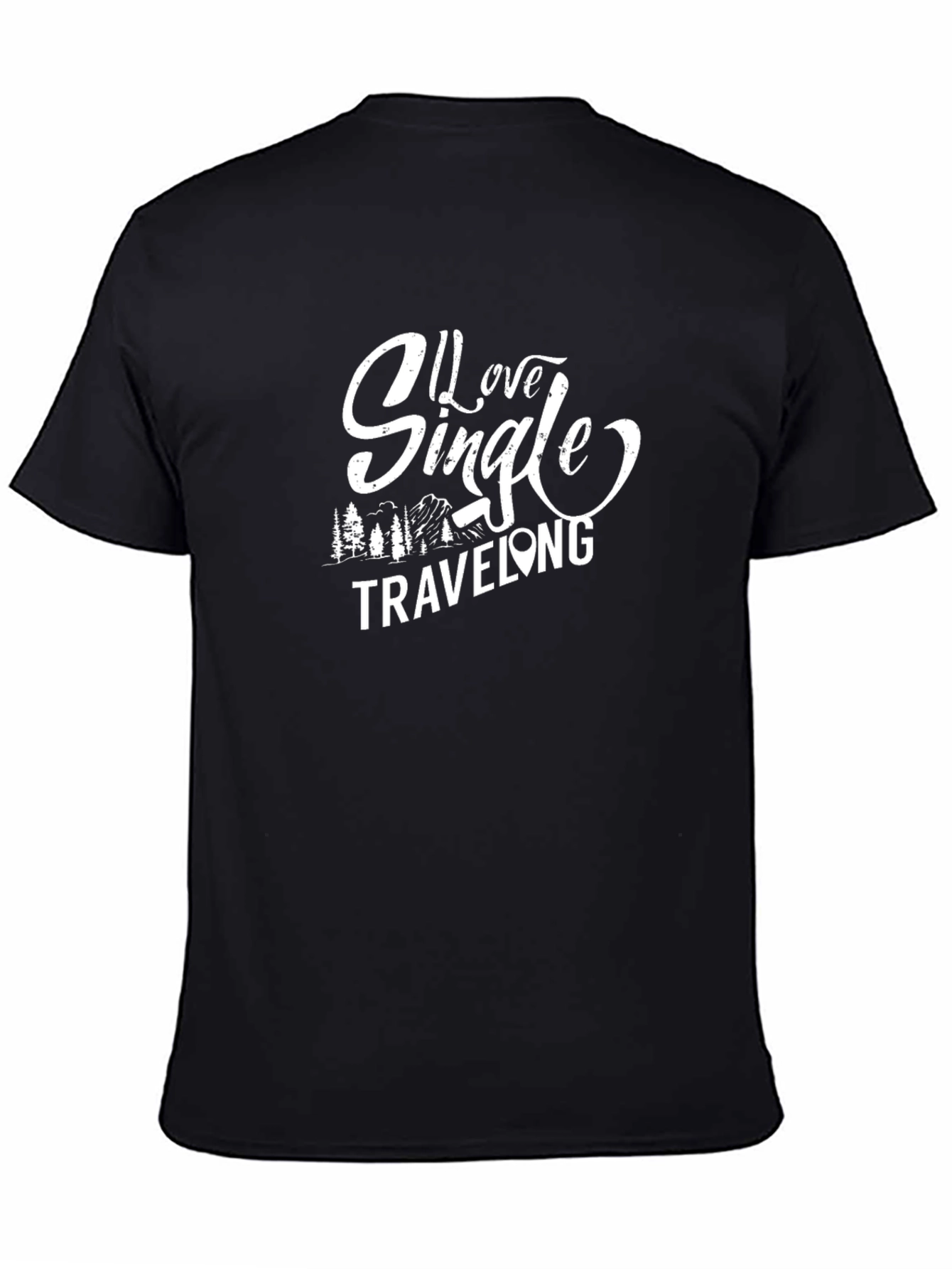 I Love Single Traveling Graphic Tee - Black
