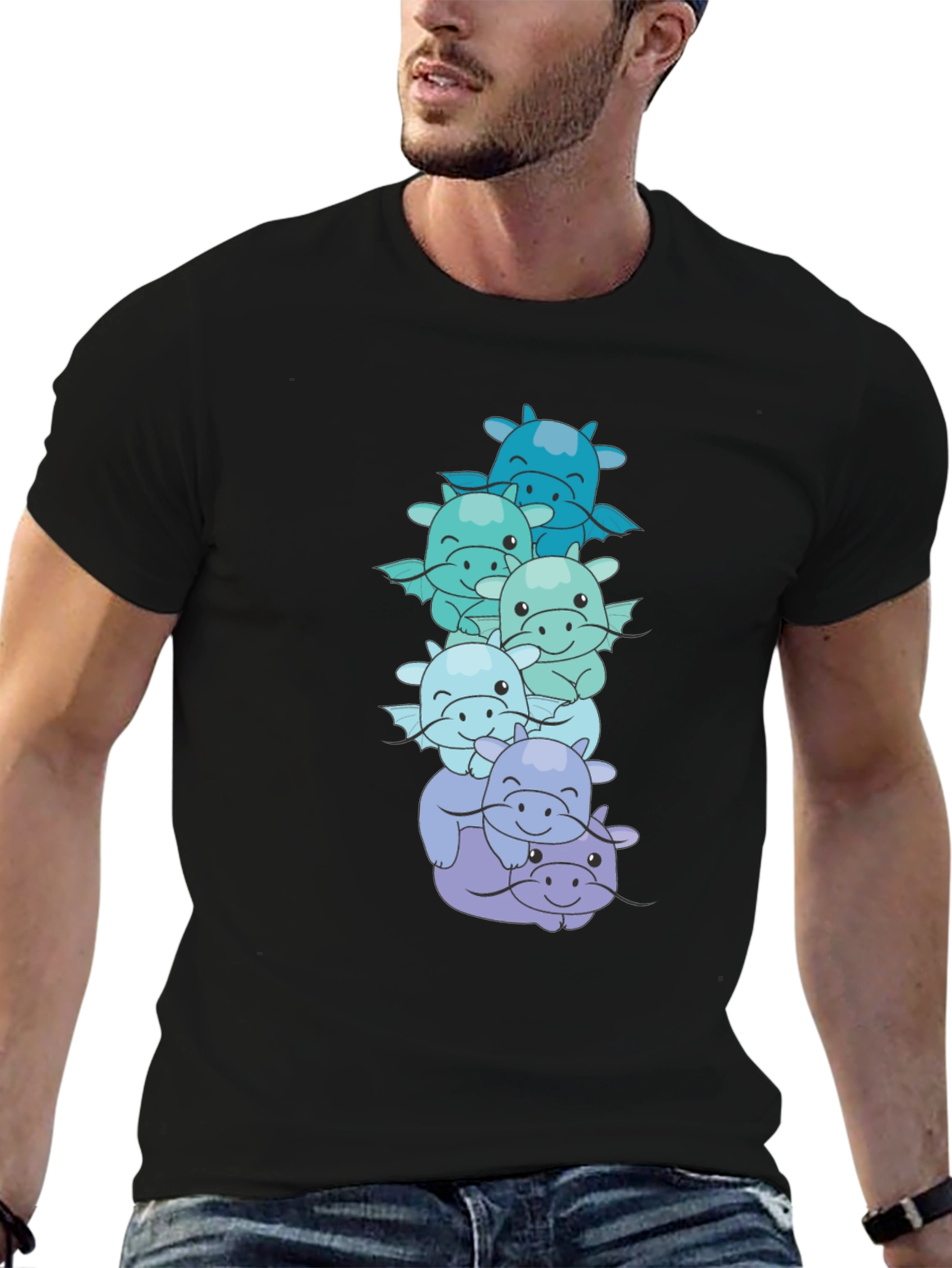 Cute Dragon Stack Graphic Tee