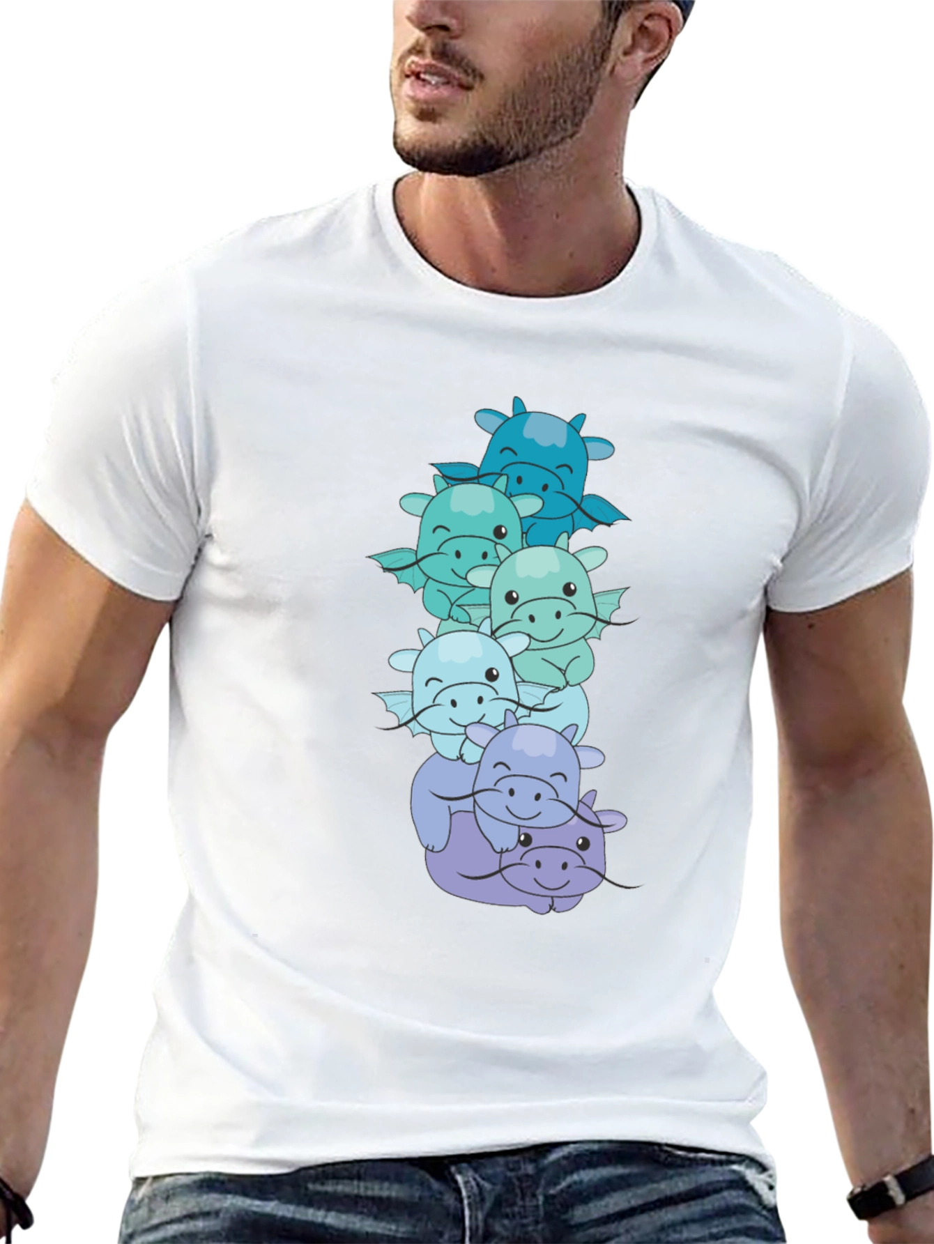 Cute Dragon Stack Graphic Tee