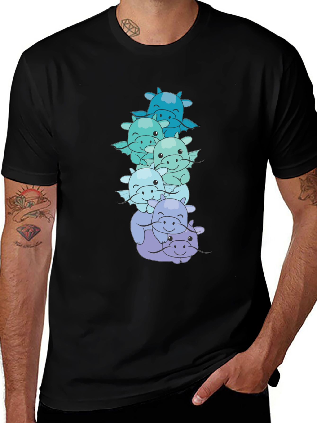 Cute Dragon Stack Graphic Tee