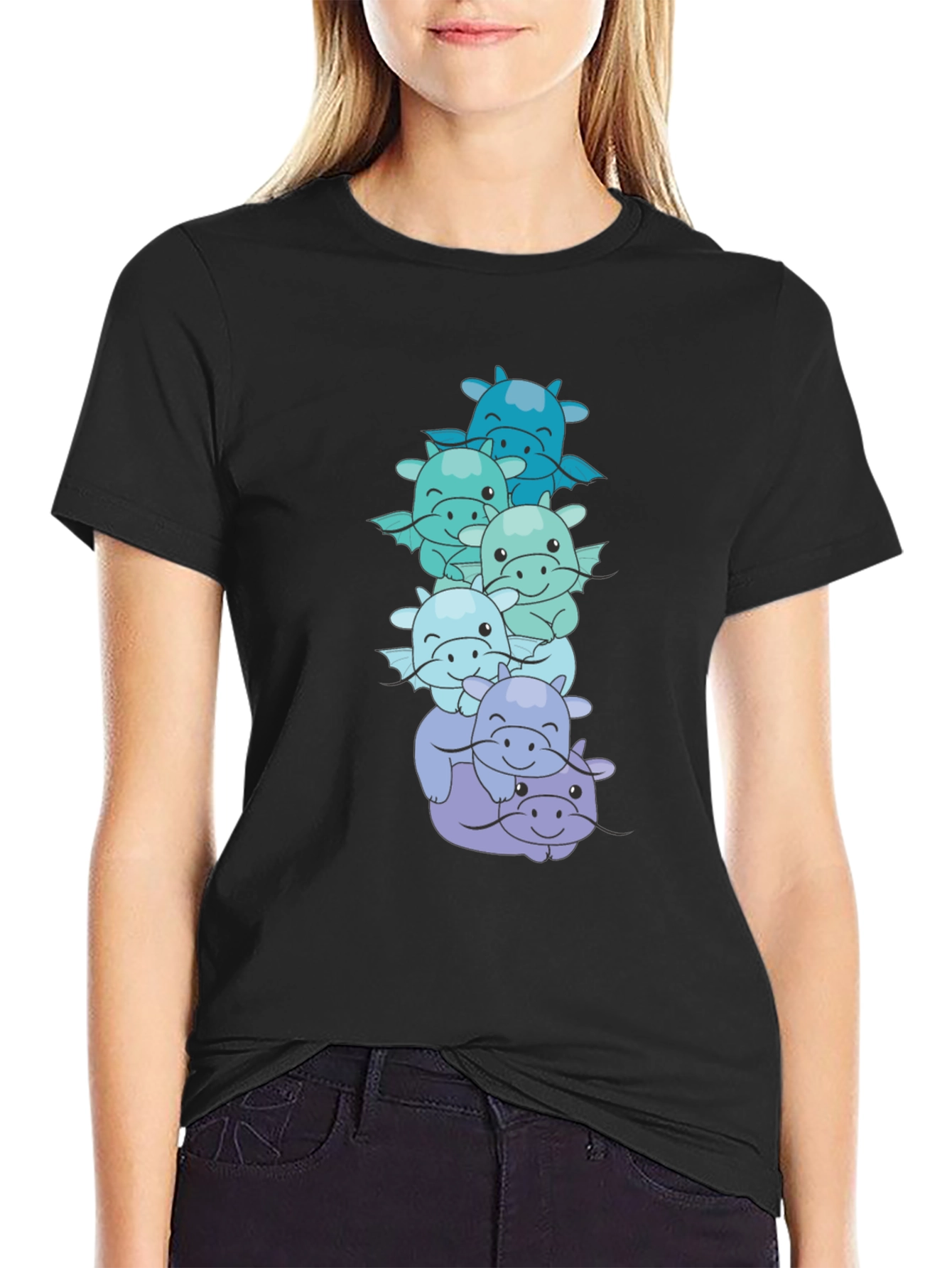 Cute Dragon Stack Graphic Tee