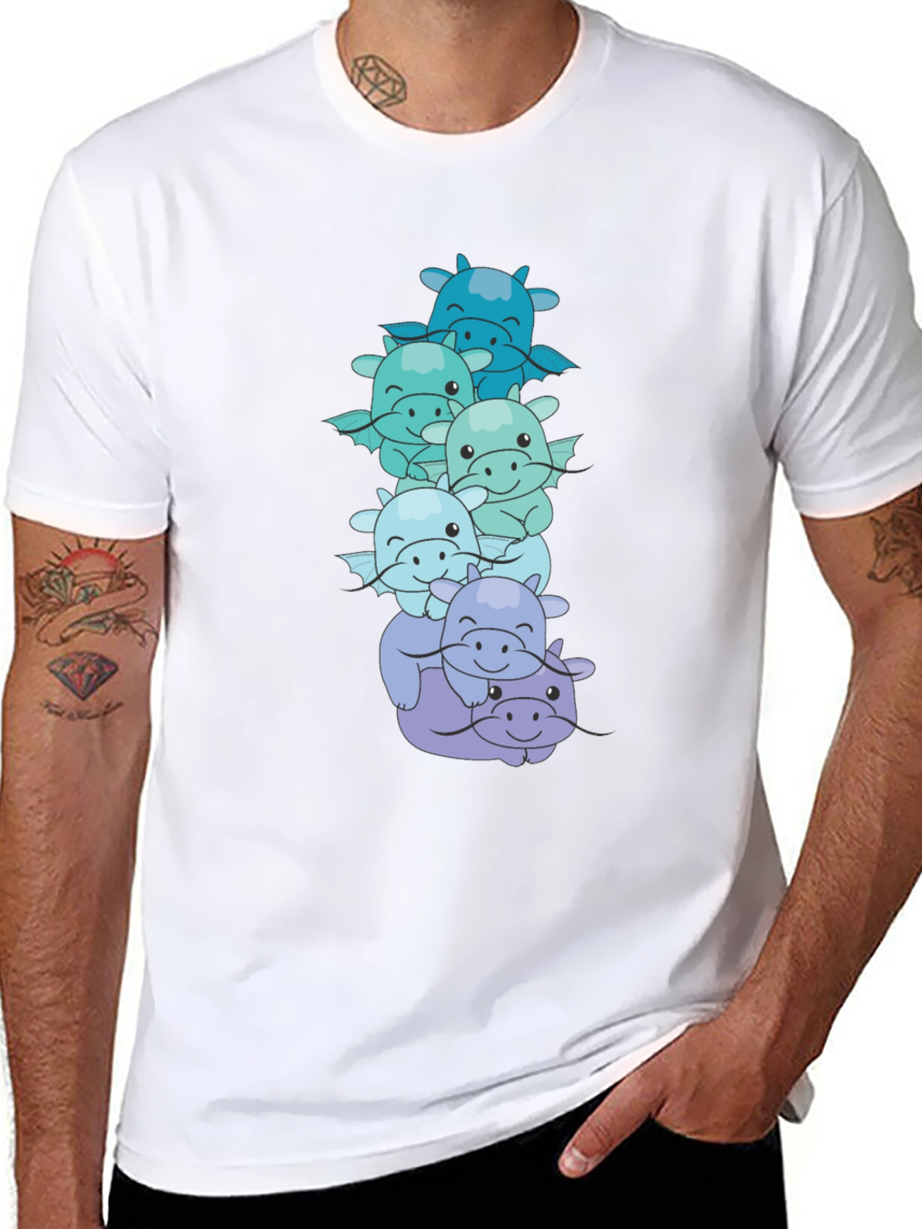 Cute Dragon Stack Graphic Tee