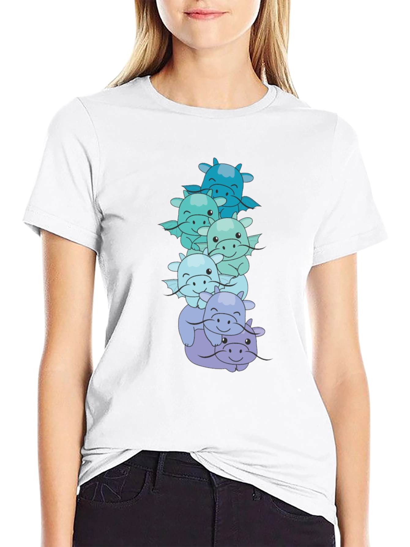 Cute Dragon Stack Graphic Tee
