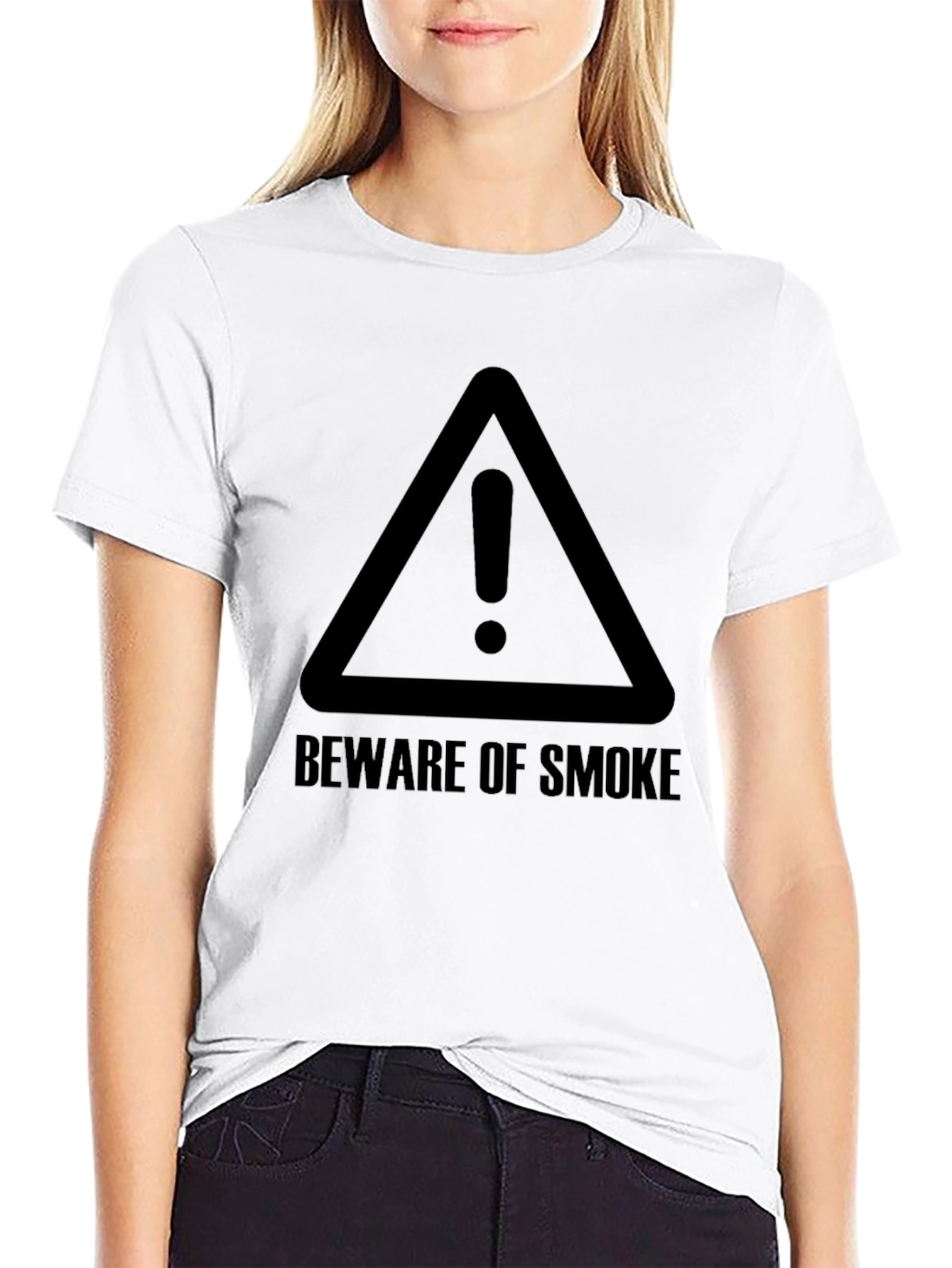 Beware of Smoke Graphic Tee - Black Casual T-Shirt