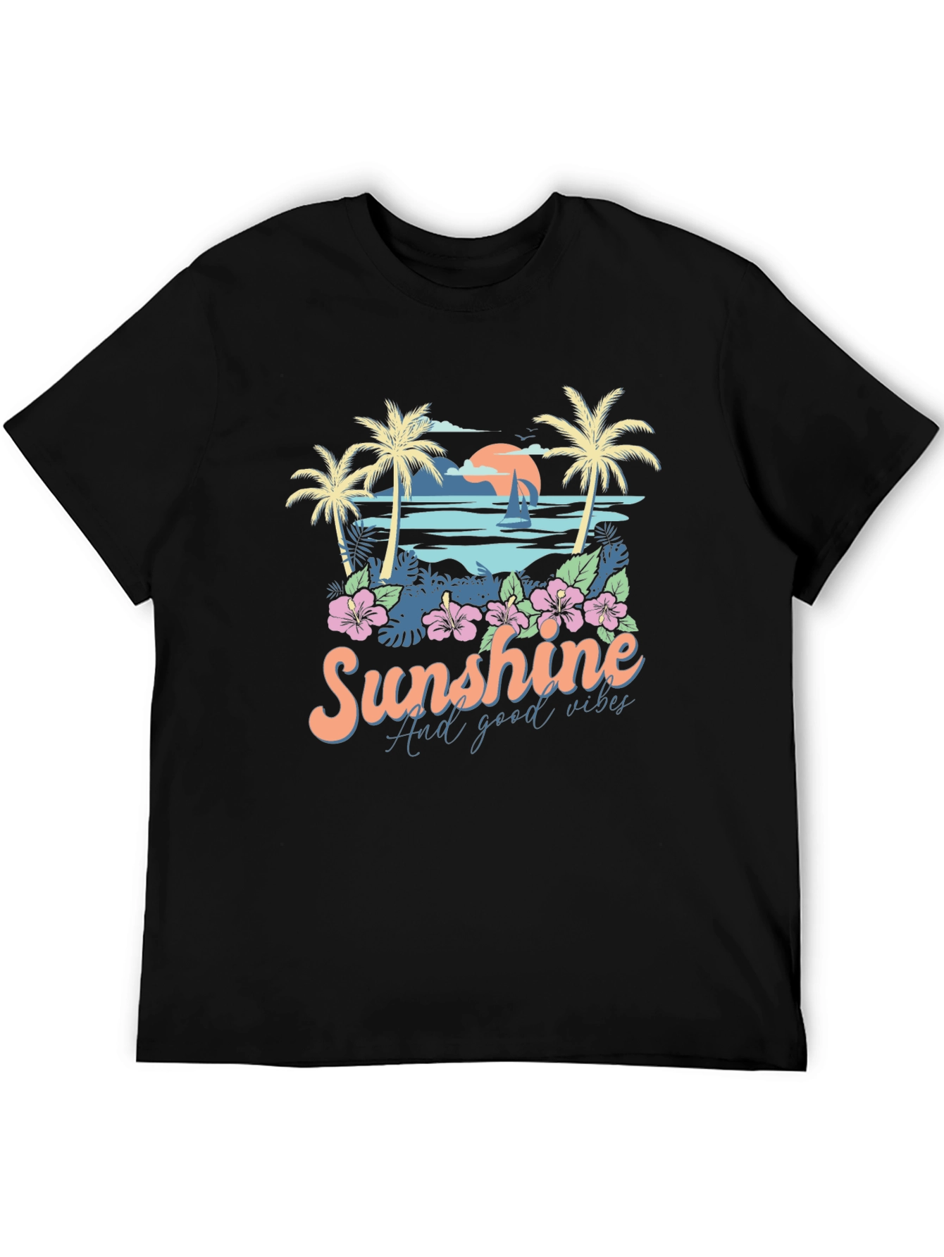 Sunshine & Good Vibes Graphic Tee - Black