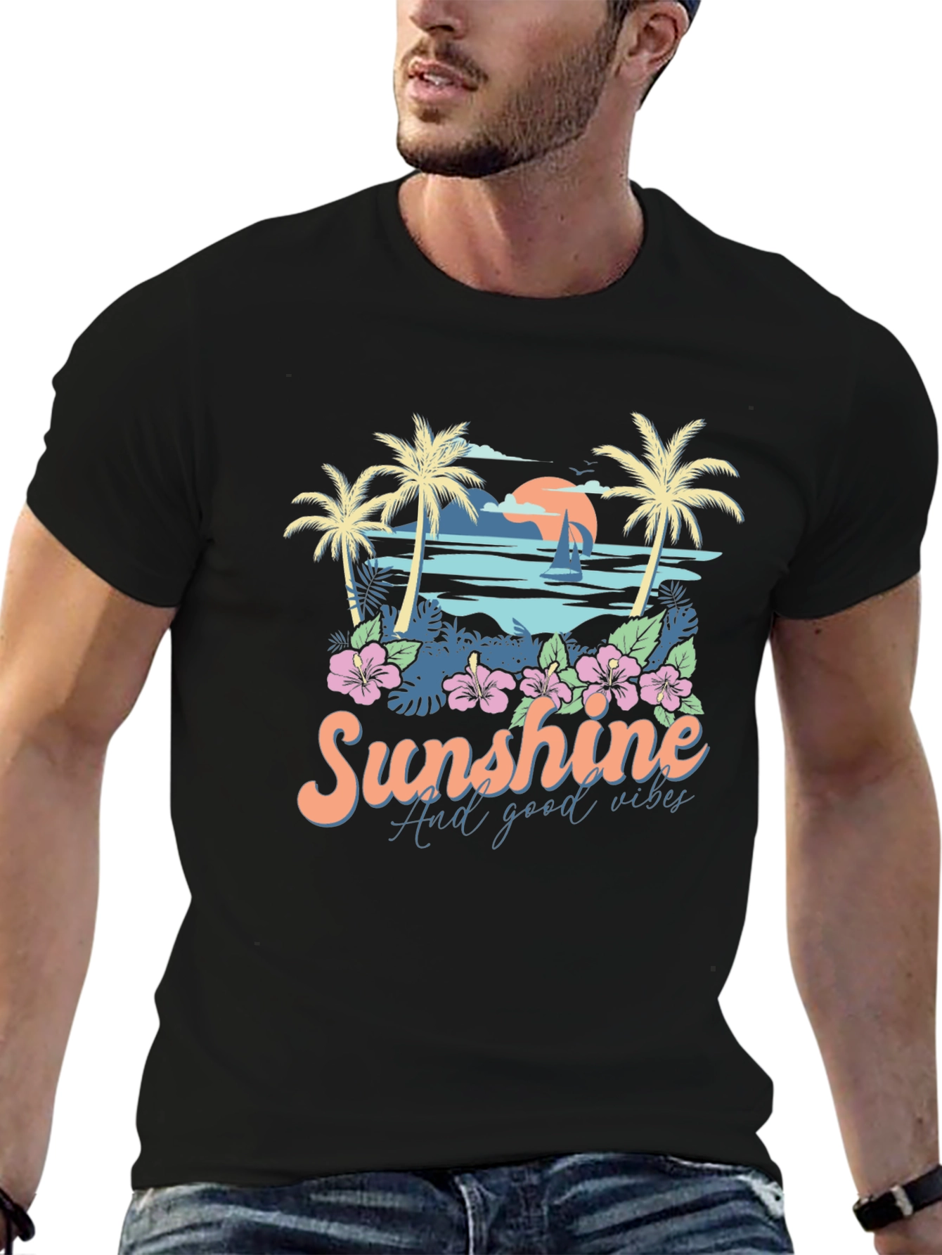 Sunshine & Good Vibes Graphic Tee - Black