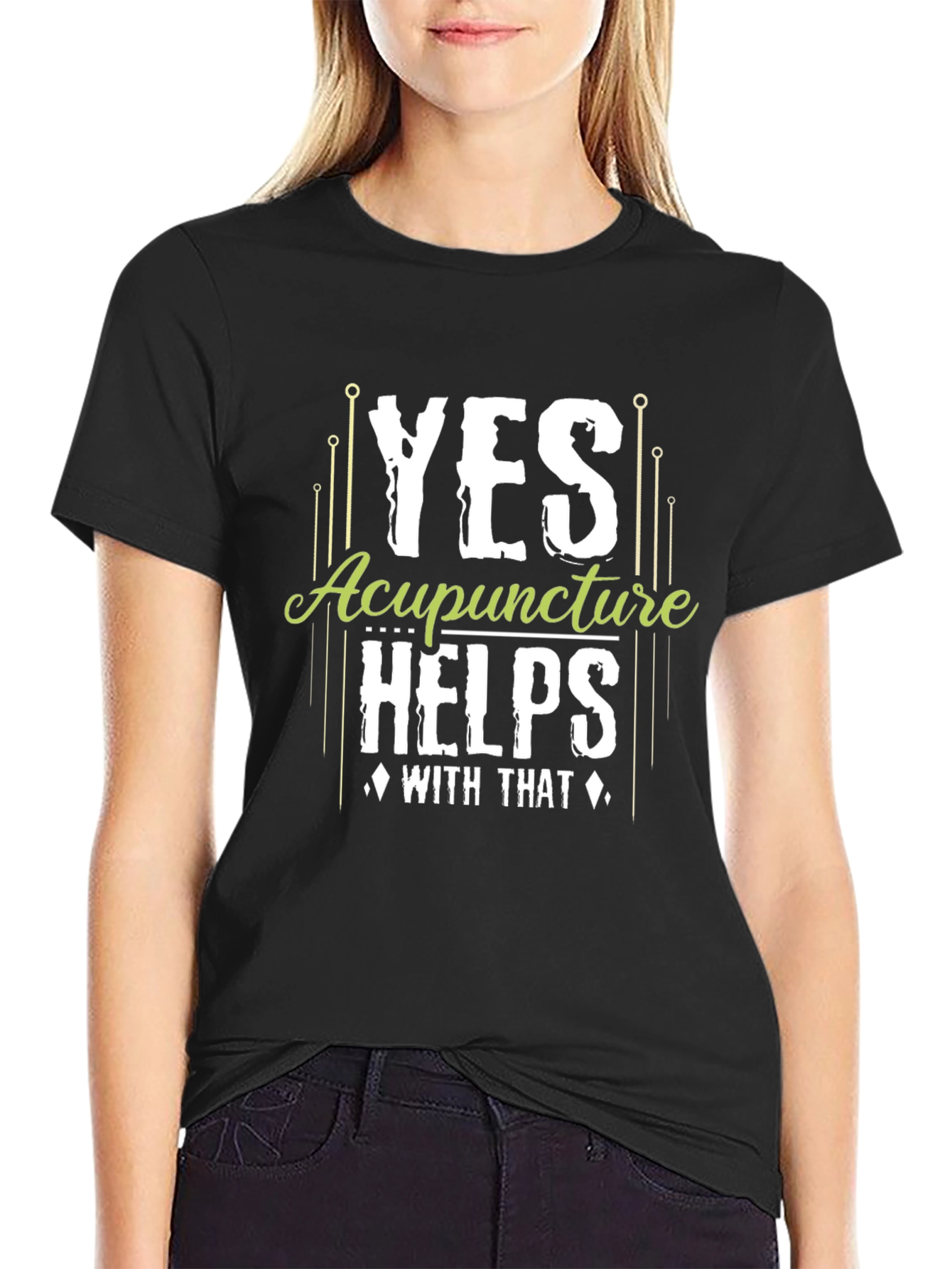 Acupuncture Helps Black Graphic T-Shirt