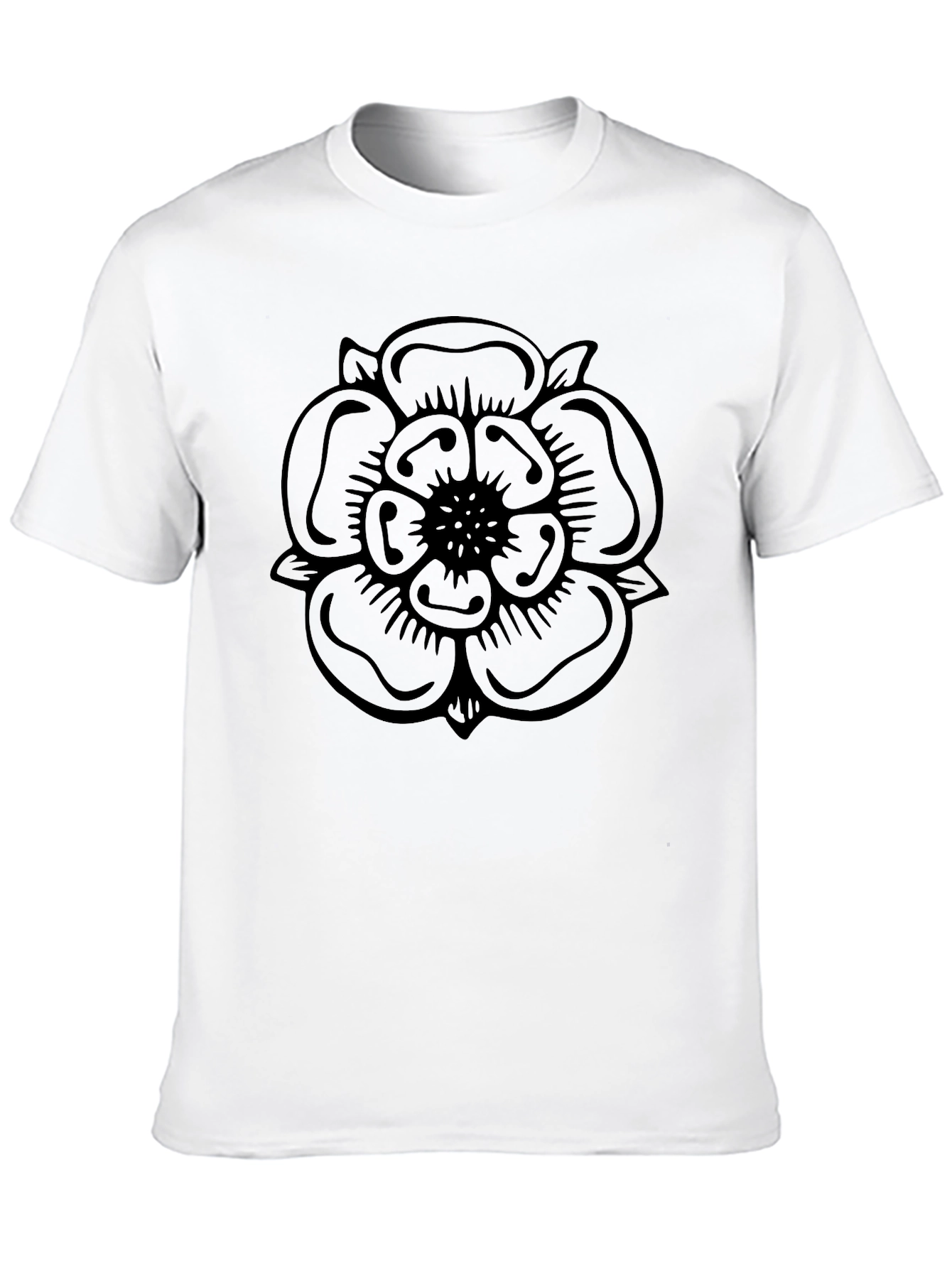 Black T-Shirt with Floral Design