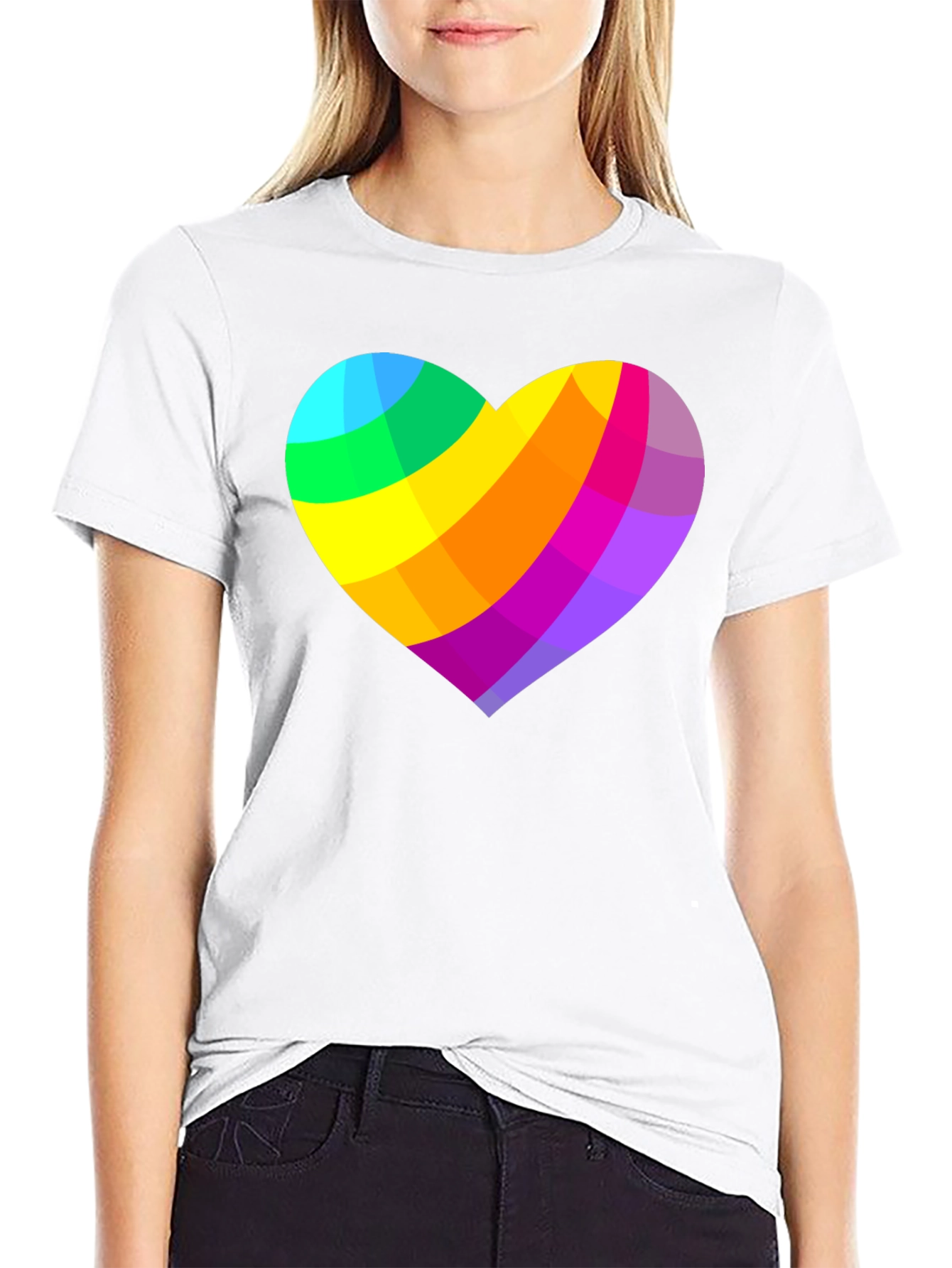 Rainbow Heart Graphic Black T-Shirt