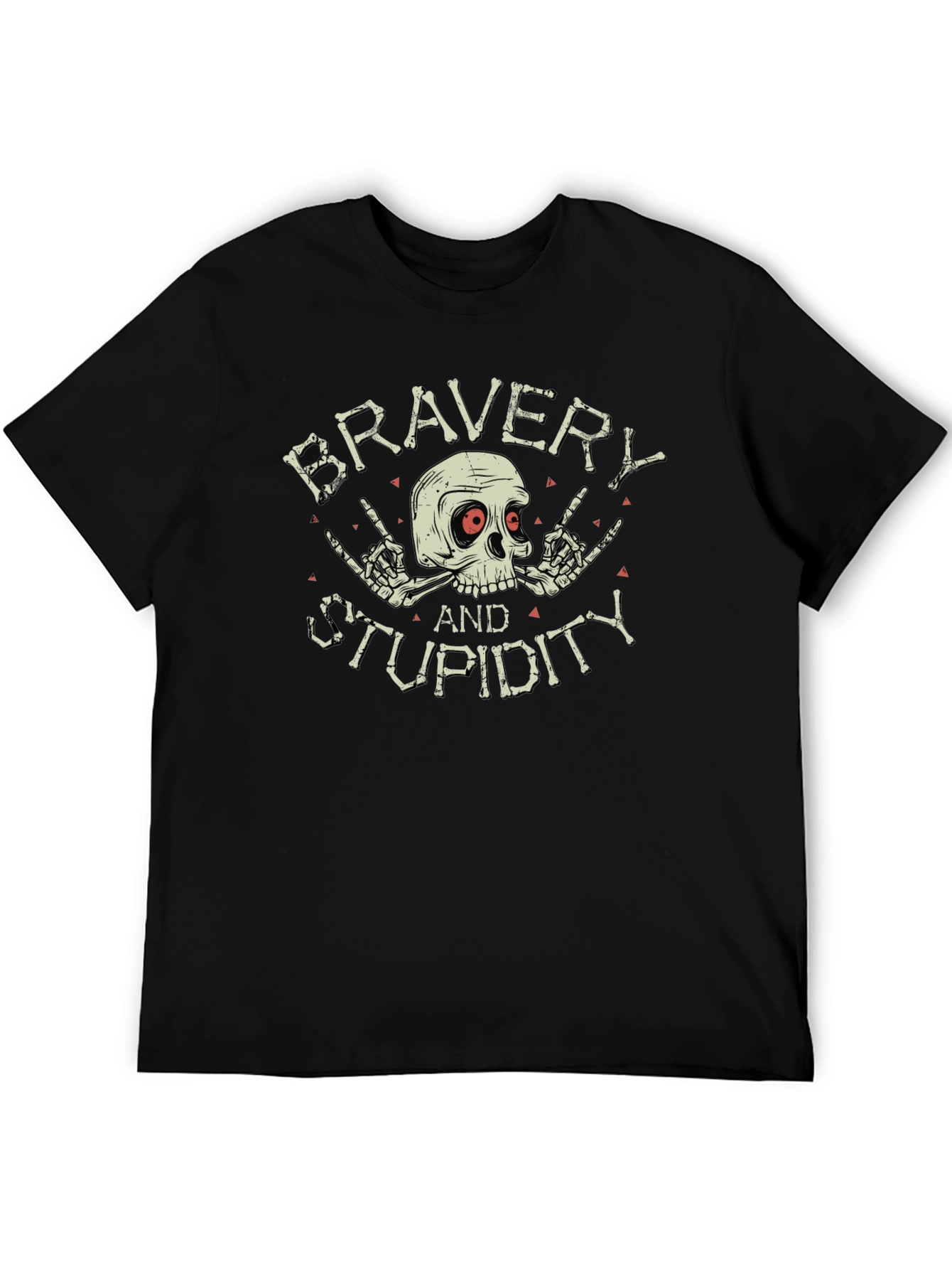 Bravery and Stupidity Graphic Tee - Skull Design