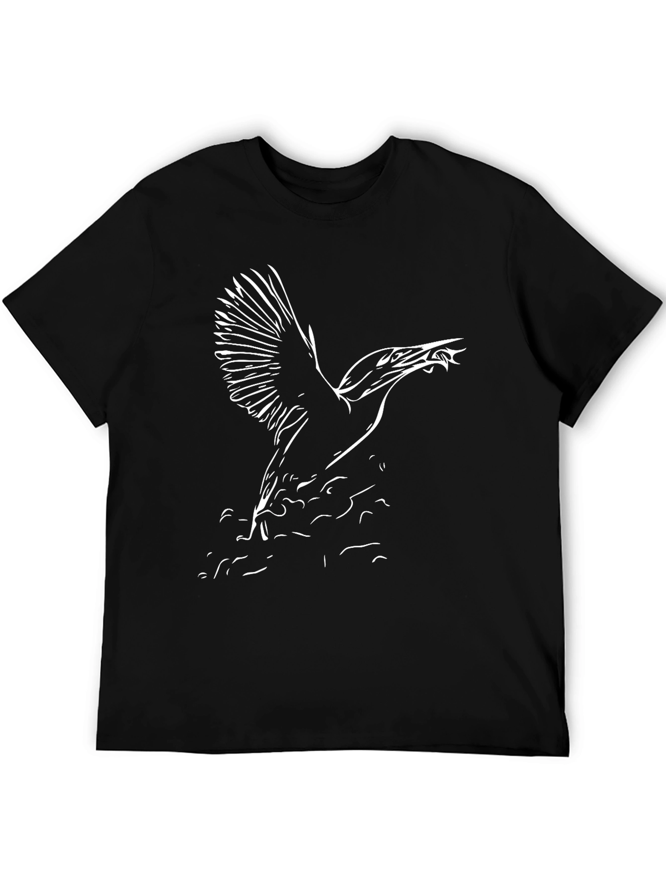 Black T-Shirt with Bird Graphic Tee
