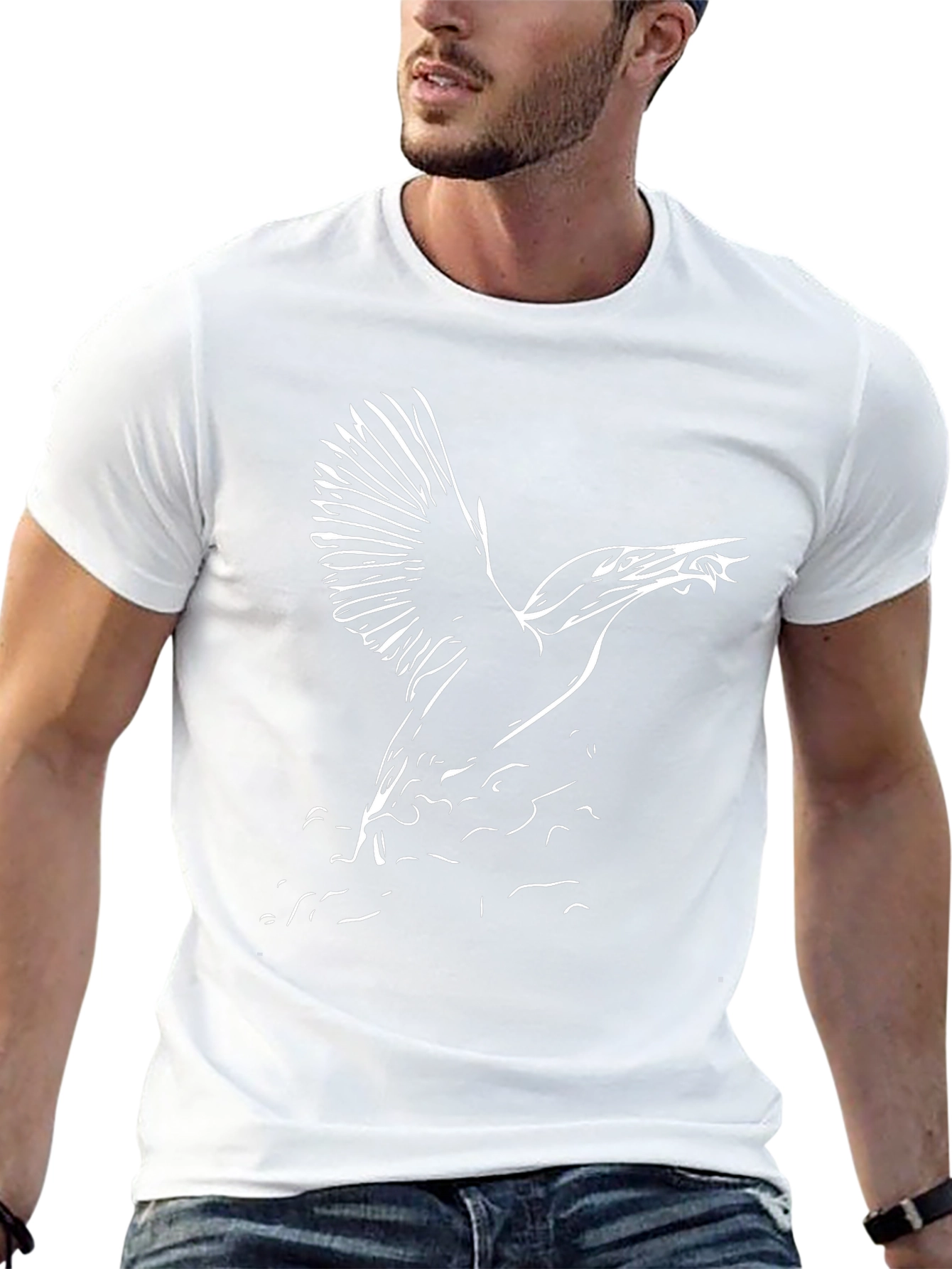 Black T-Shirt with Bird Graphic Tee