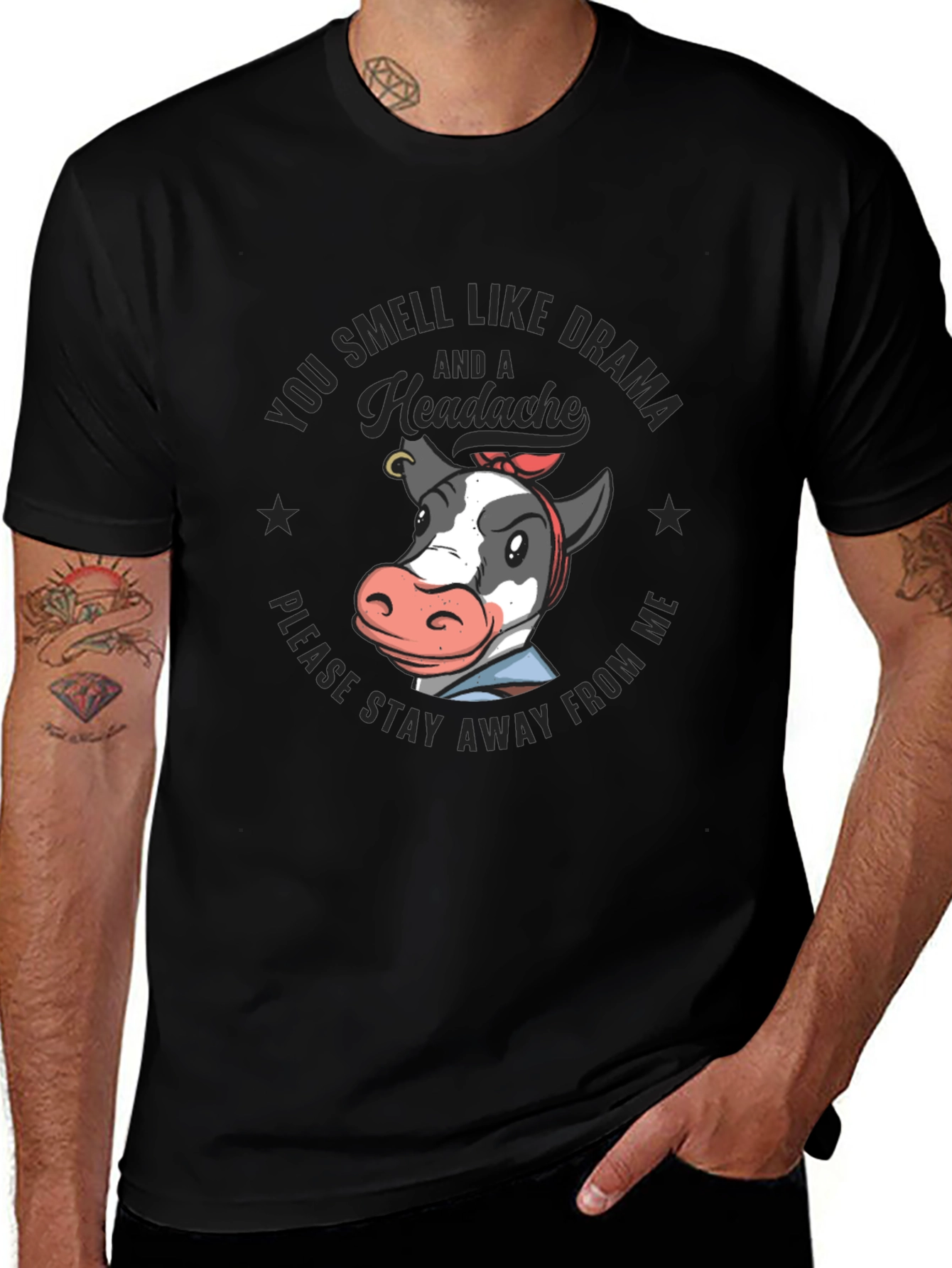Drama Cow Graphic Tee - Stay Away Shirt